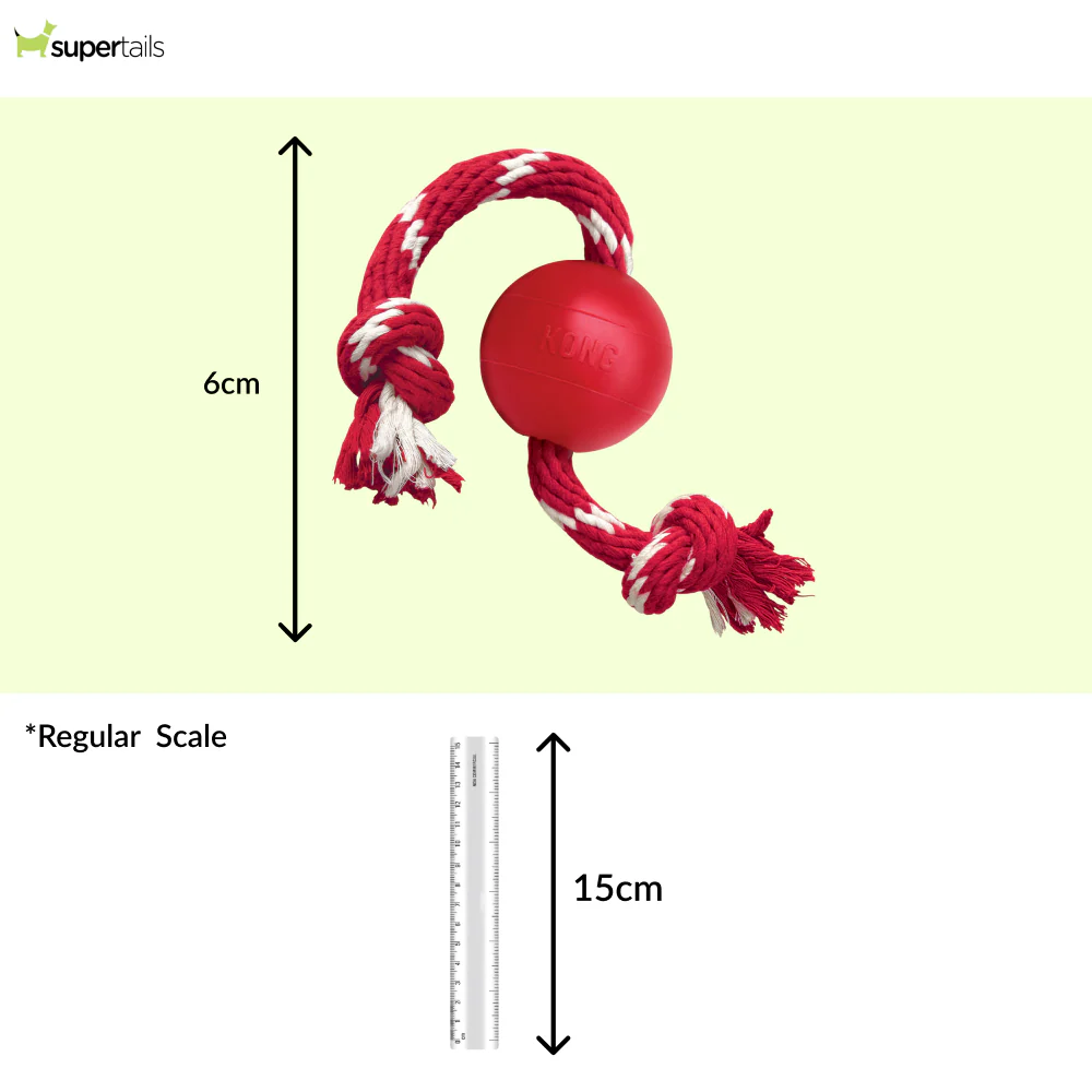 Kong Ball with Rope Toy for Dogs (Red) - Image 2