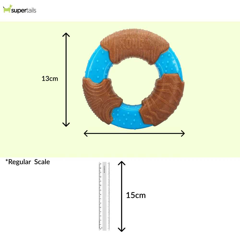 Kong CoreStrength Bamboo Ring Toy for Dogs (Brown & Blue) - Image 2