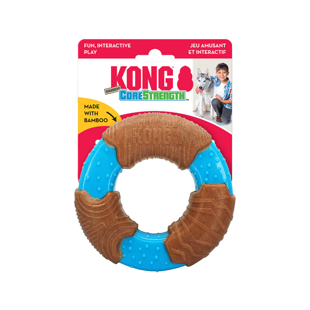 Kong CoreStrength Bamboo Ring Toy for Dogs (Brown & Blue) - Image 3