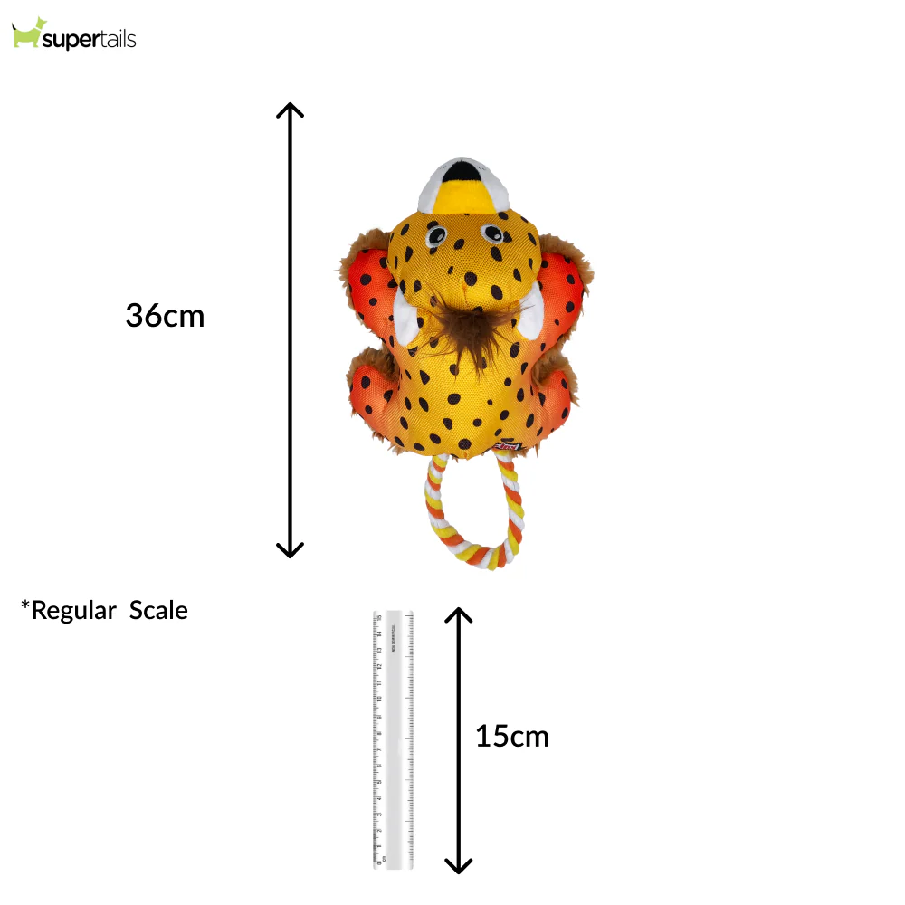 Kong Cozie Tuggz Cheetah Toy for Dogs (Yellow) - Image 3