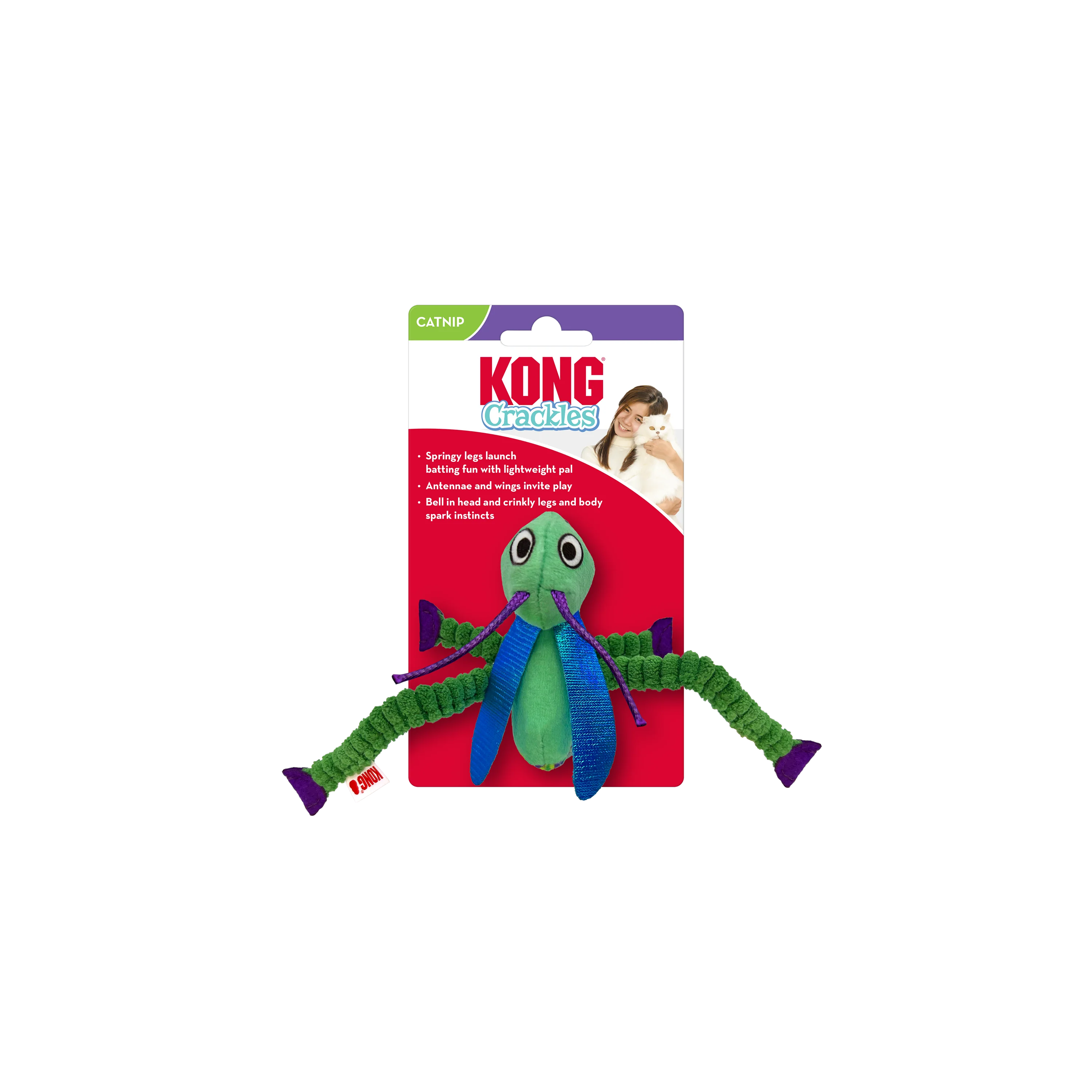 Kong Crackles Grasshopper Toy for Cats (Green) - Image 4
