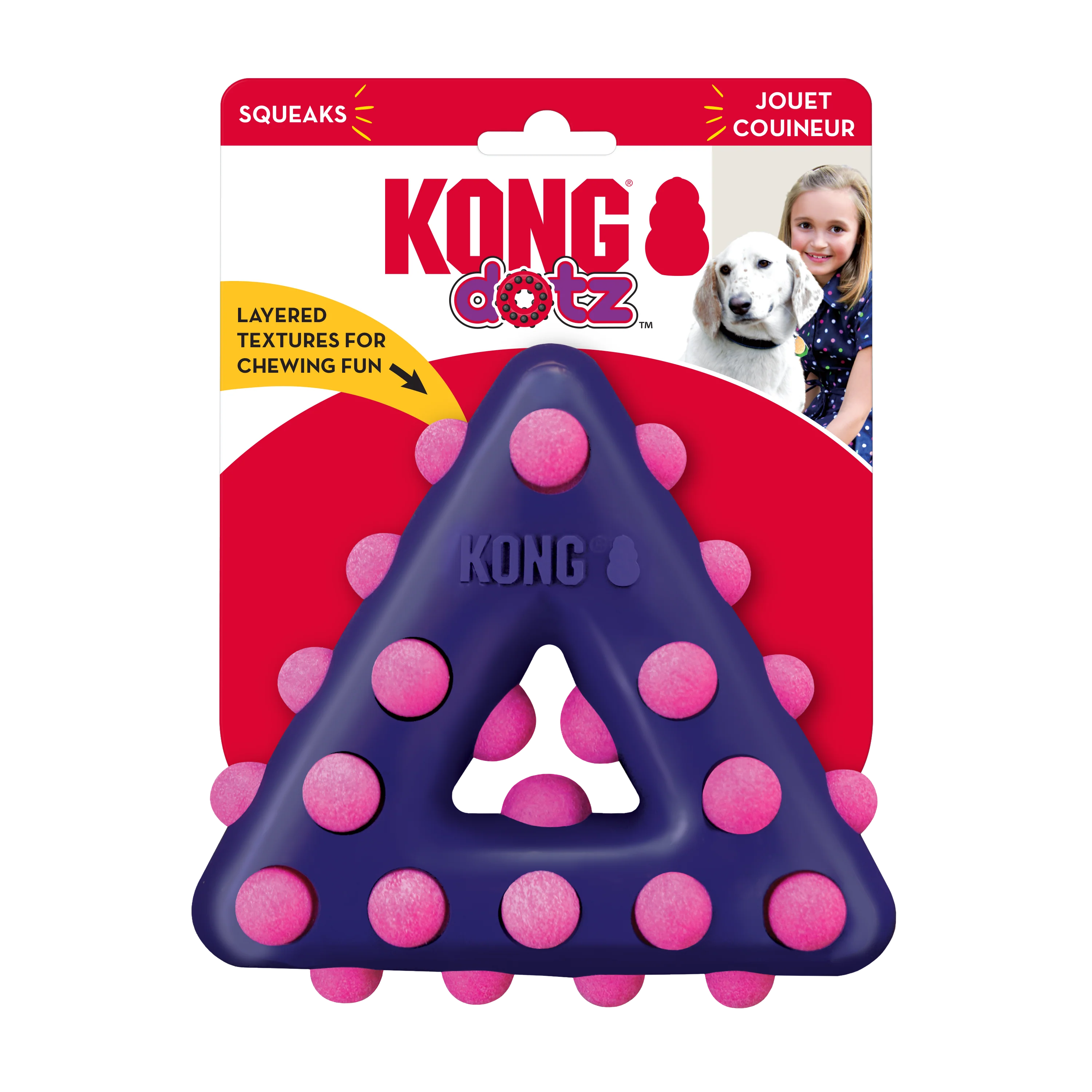 Kong Dotz Triangle Toy for Dogs (Purple & Pink) - Image 4