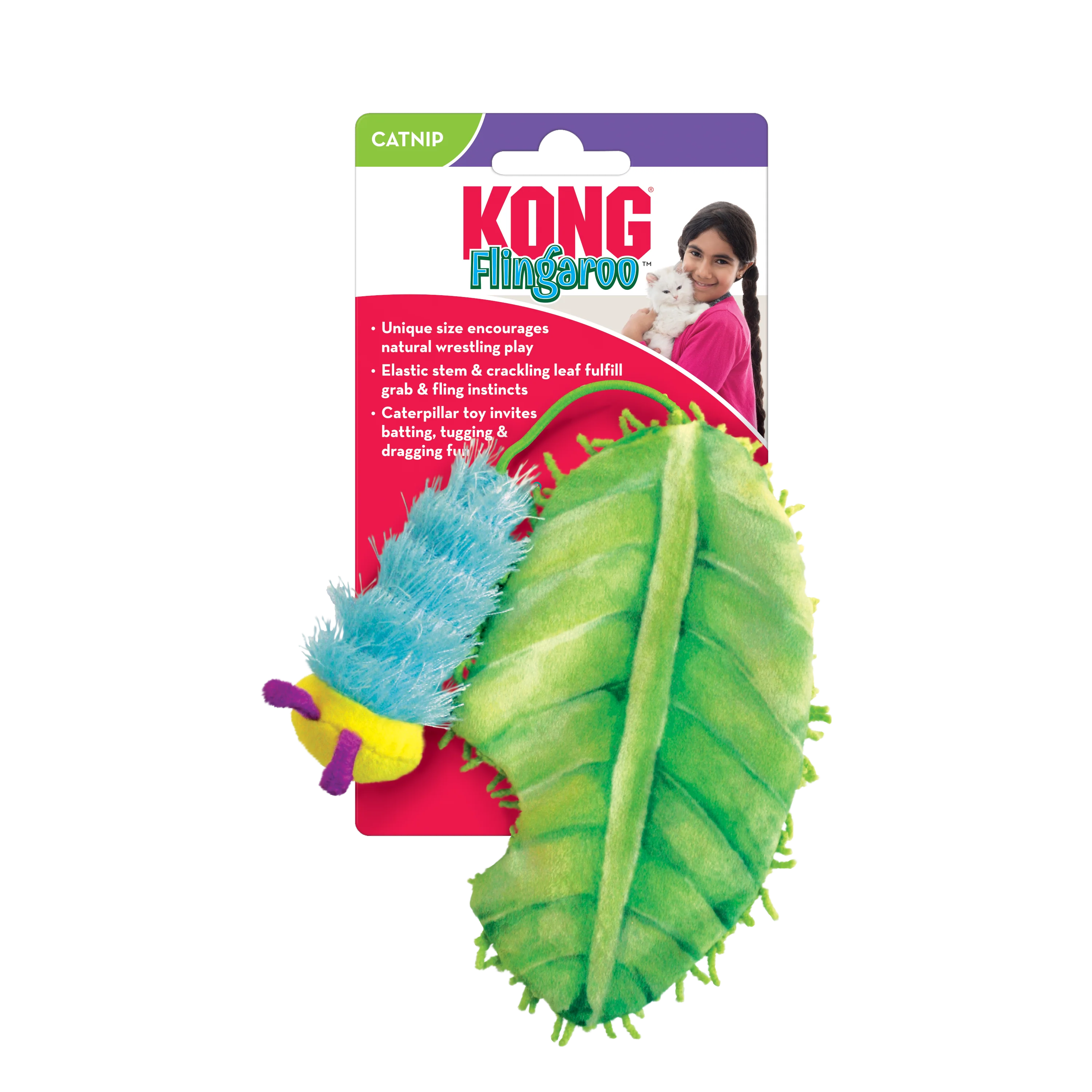 Kong Flingaroo Caterpillar Toy for Cats (Blue & Green) - Image 3