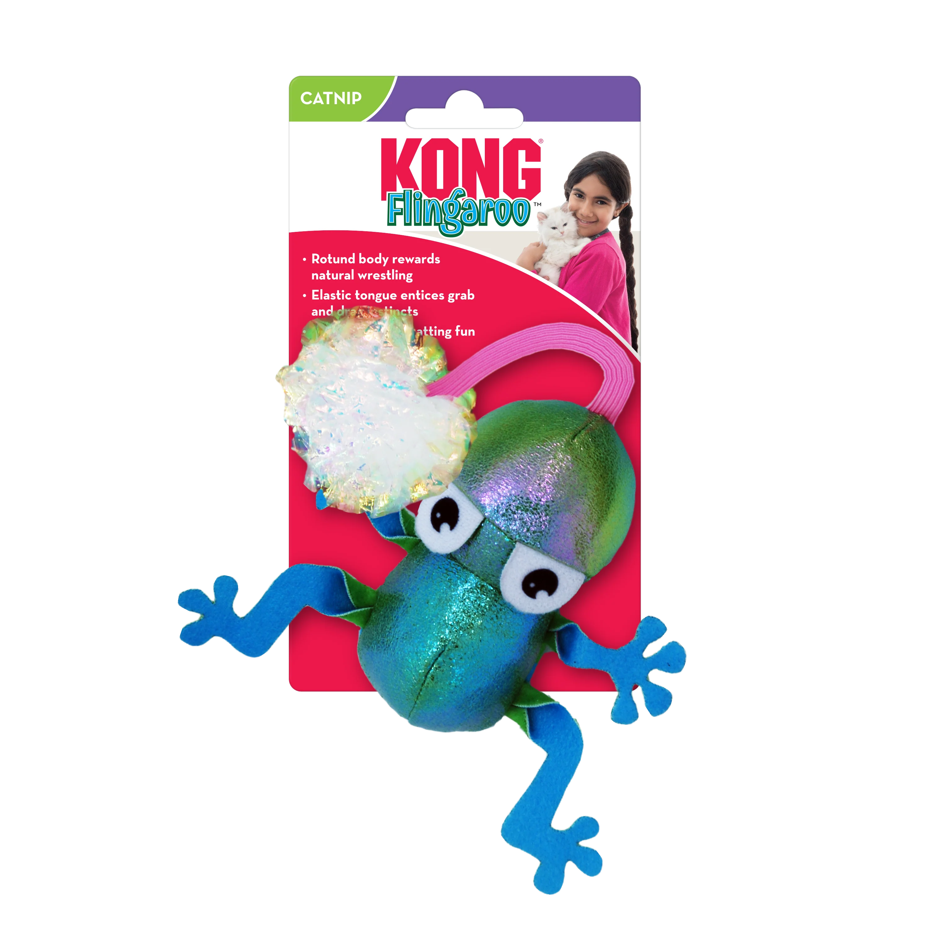 Kong Flingaroo Frog Toy for Cats (Blue) - Image 3