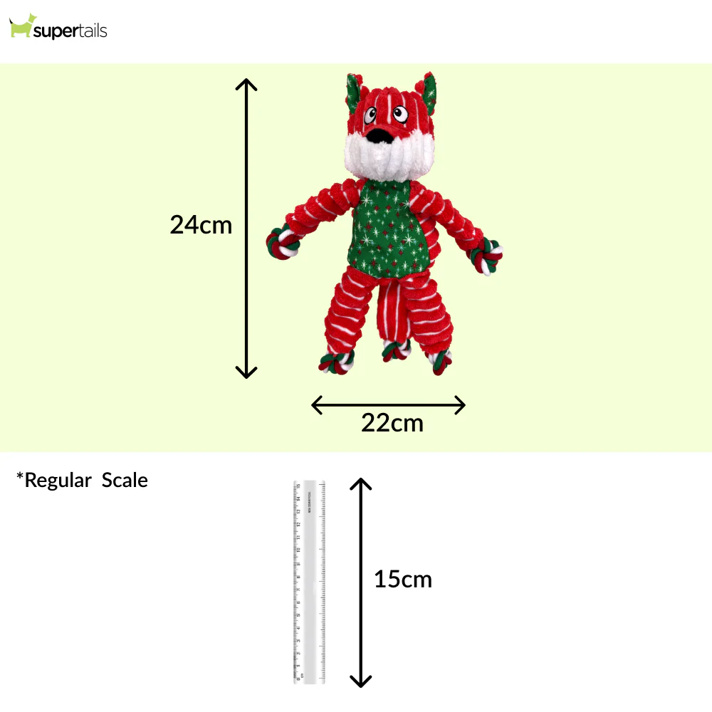 Kong Floppy Knots Fox Toy for Dogs (Red & Green) - Image 2