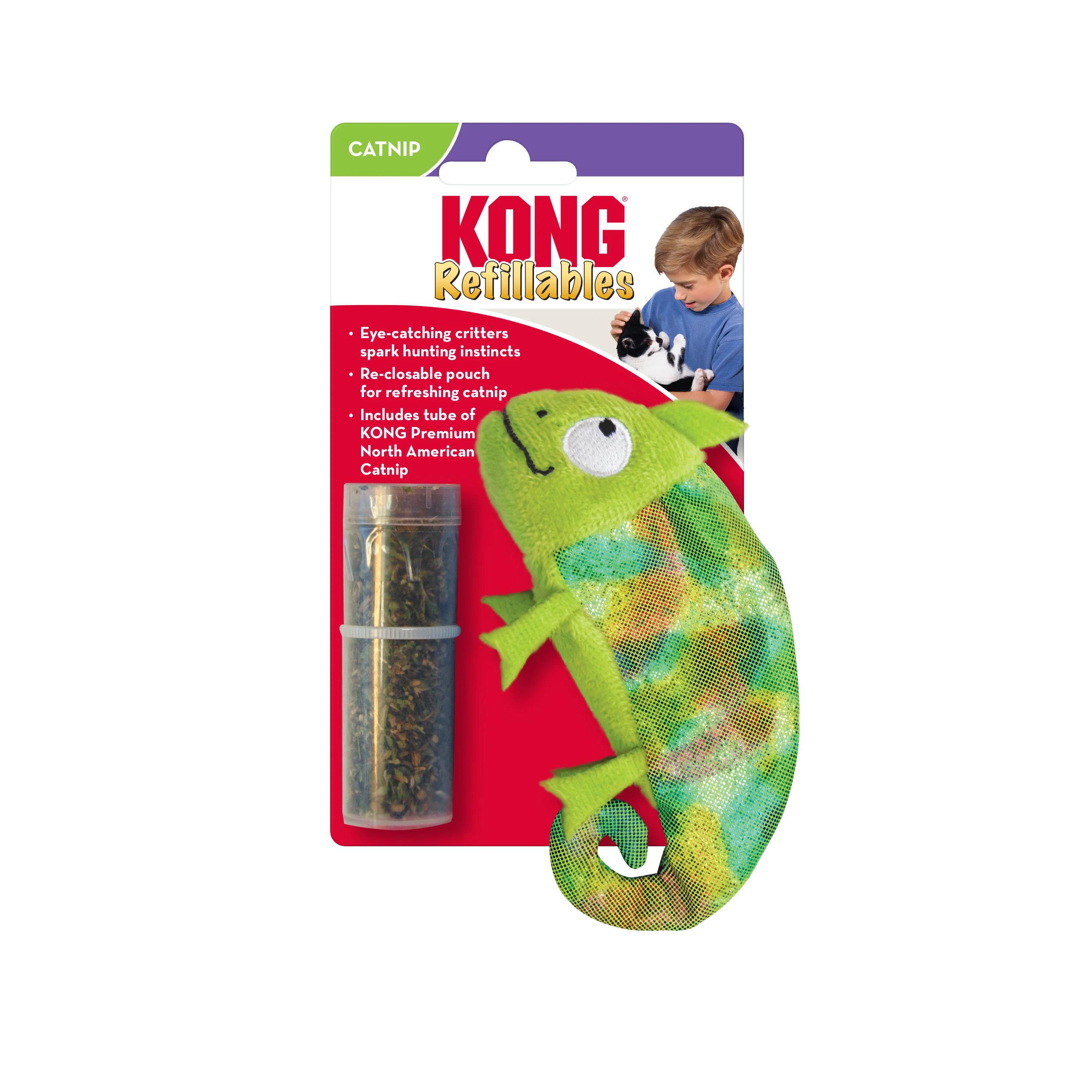 Kong Refillables Chameleon Toy for Cats (Green) - Image 4