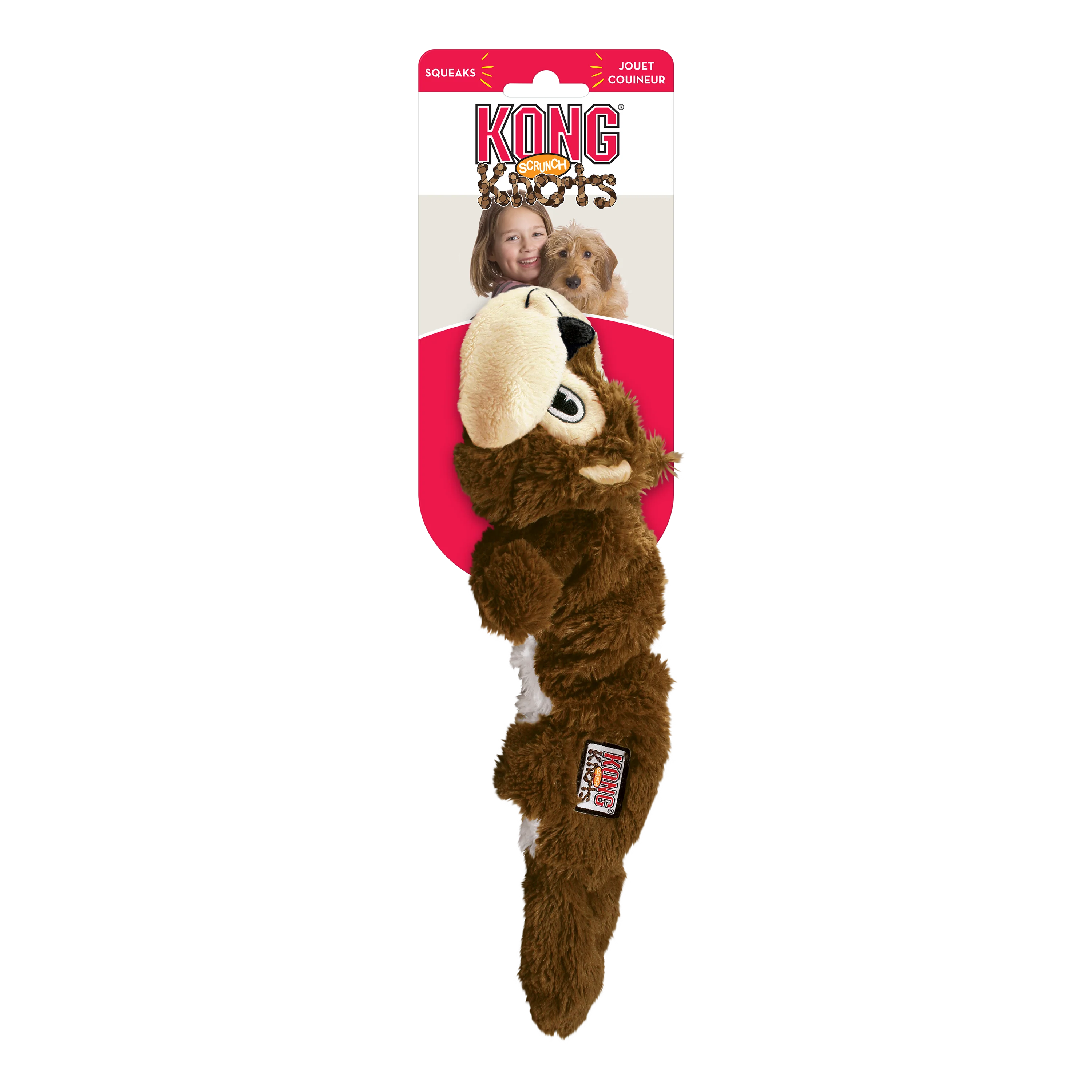 Kong Scrunch Knots Squirrel Toy for Dogs (Brown) - Image 4