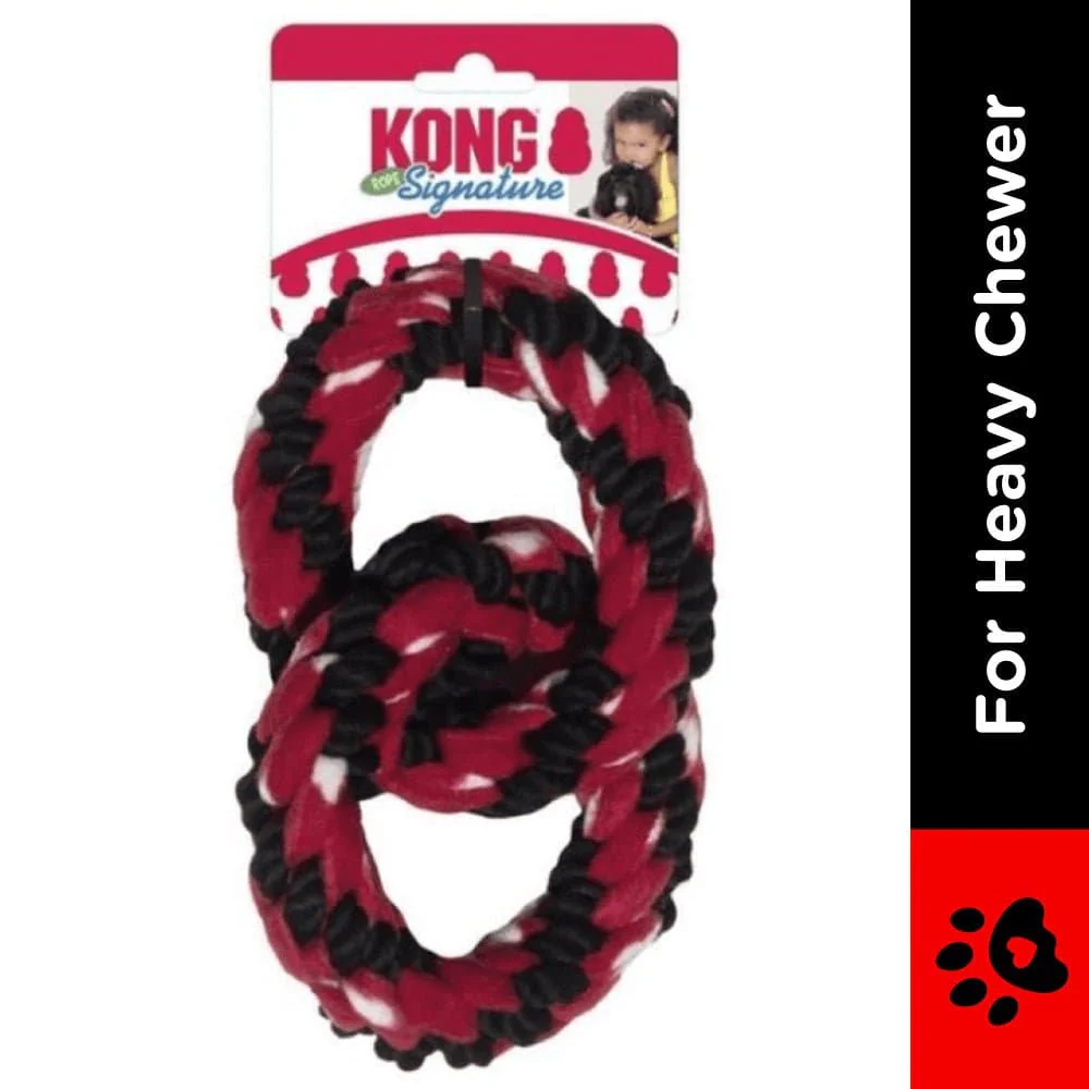 Kong Signature Rope Double Ring Tug Toy for Dogs (Red/Black) - Image 2