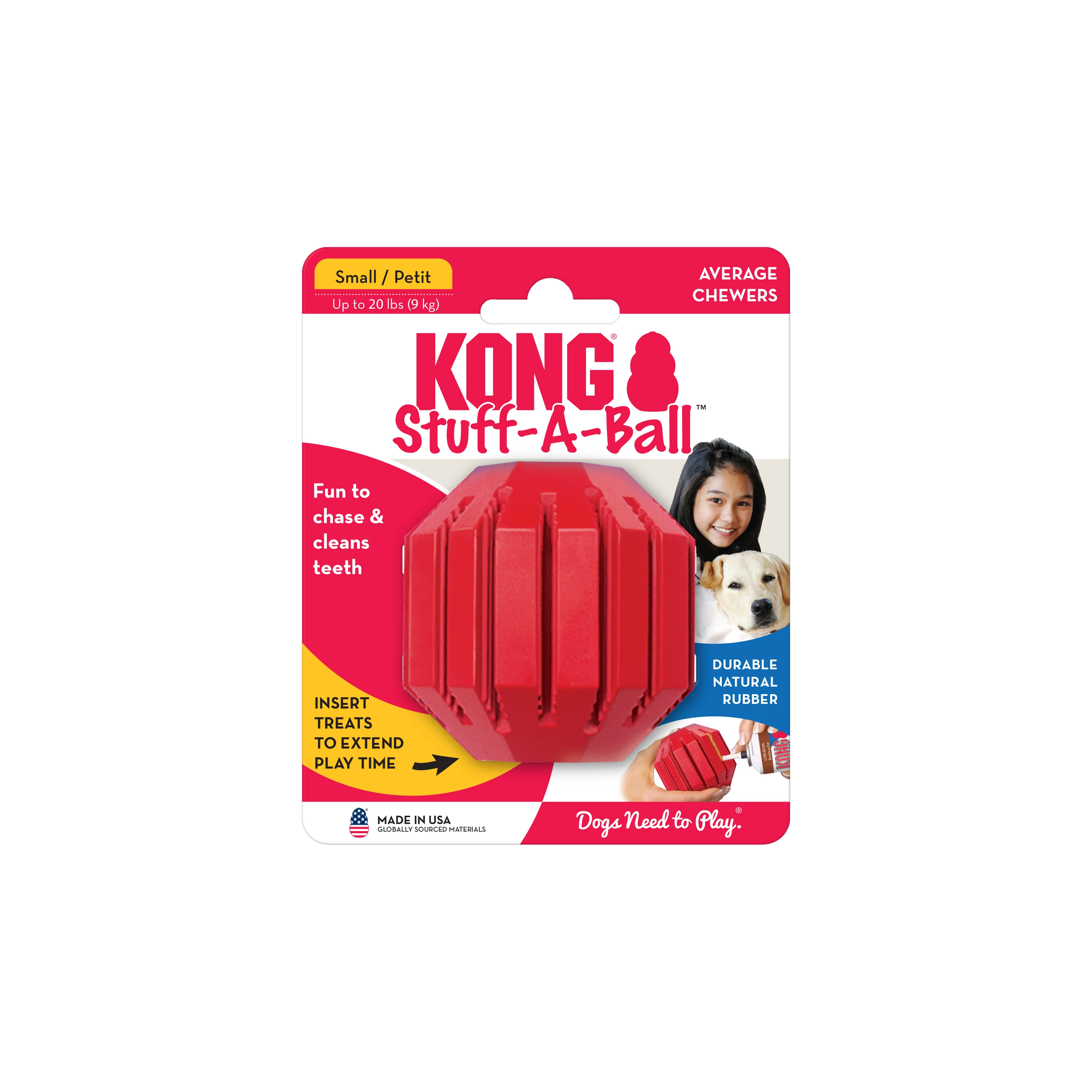 Kong Stuff A Ball Toy for Dogs (Red) - Image 3