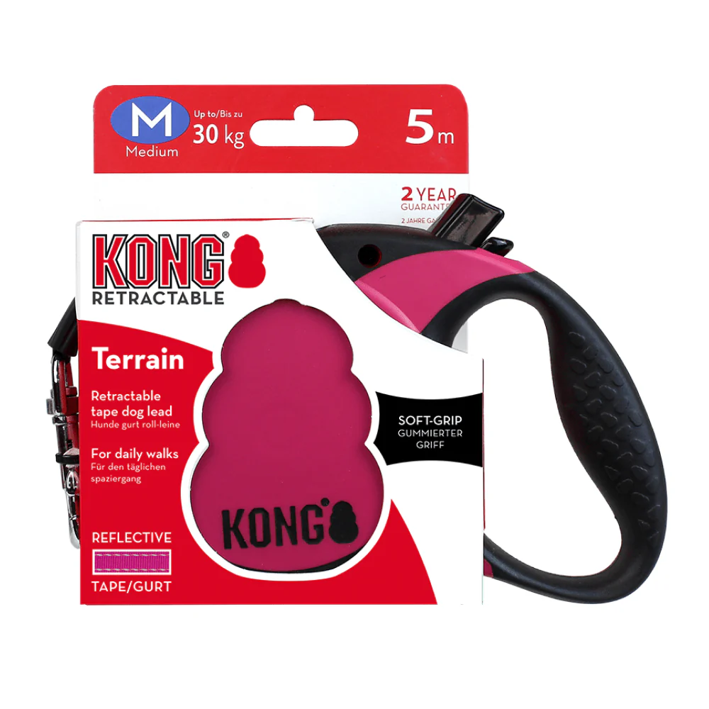 Kong Terrain Retractable Leash for Dogs and Cats (Fuchsia) - Image 4