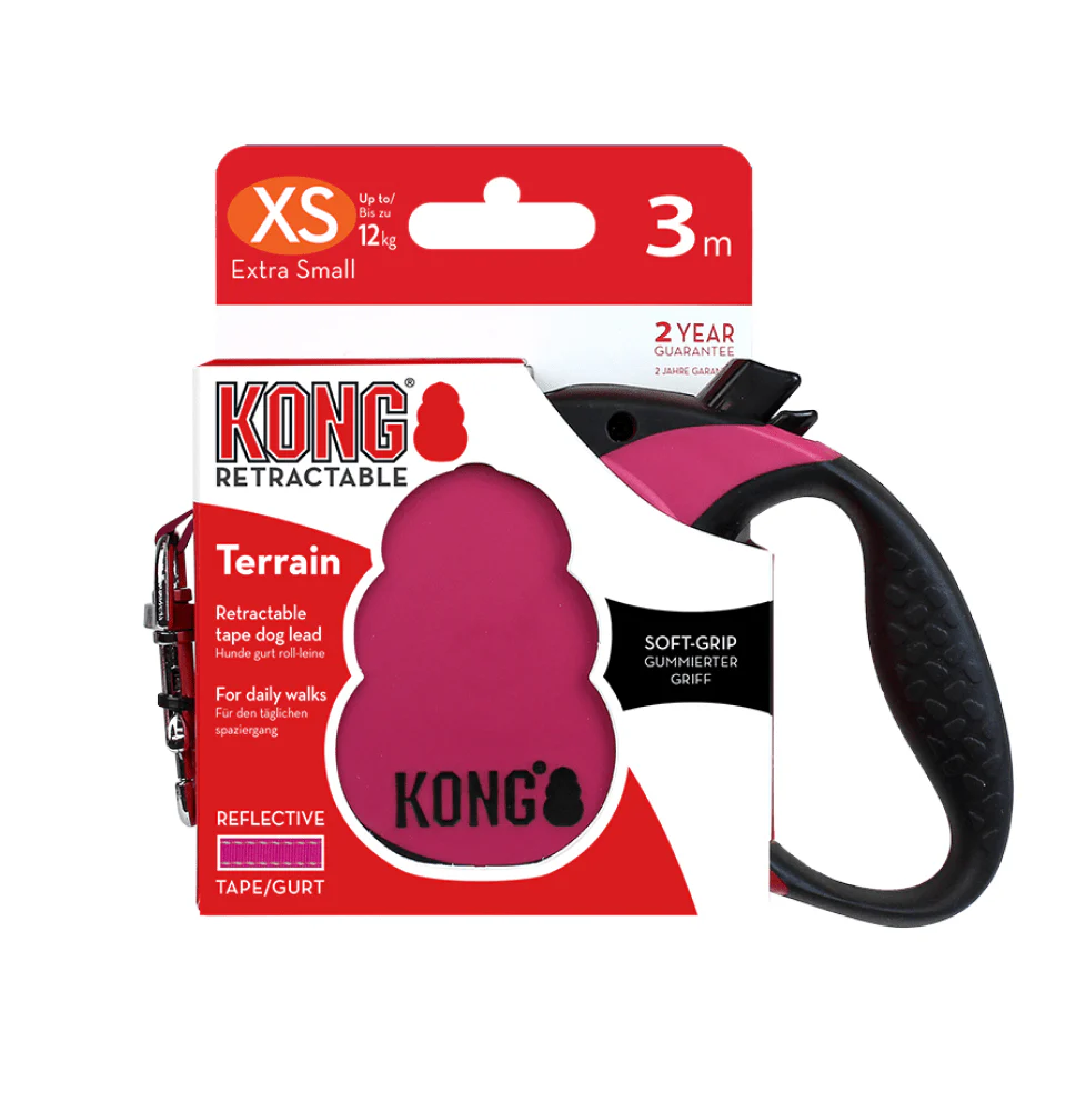 Kong Terrain Retractable Leash for Dogs and Cats (Fuchsia) - Image 5
