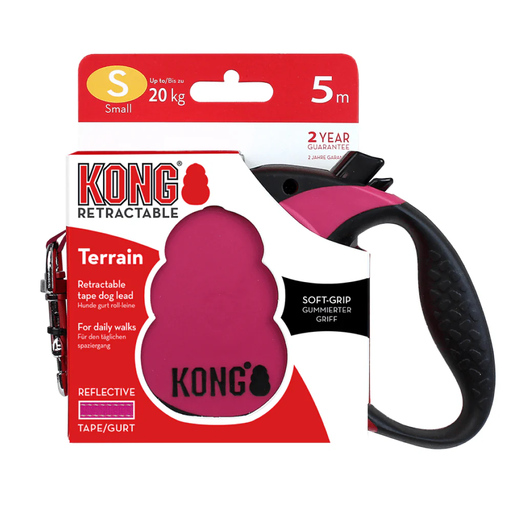 Kong Terrain Retractable Leash for Dogs and Cats (Fuchsia) - Image 7
