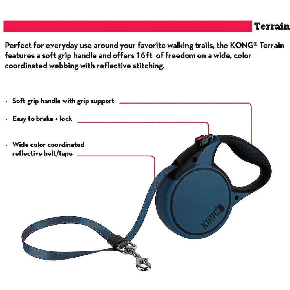 Kong Terrain Retractable Leash for Dogs and Cats (Blue) - Image 10