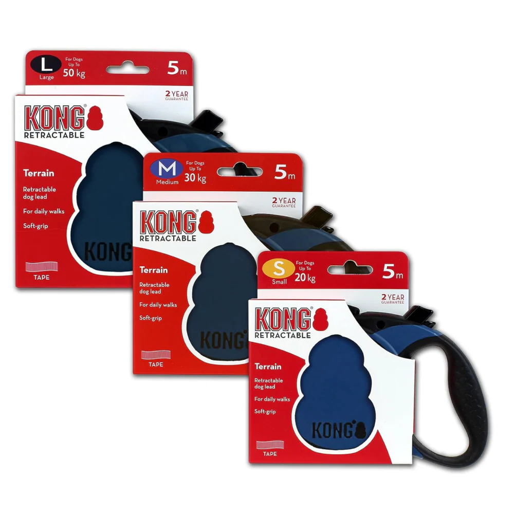 Kong Terrain Retractable Leash for Dogs and Cats (Blue) - Image 3