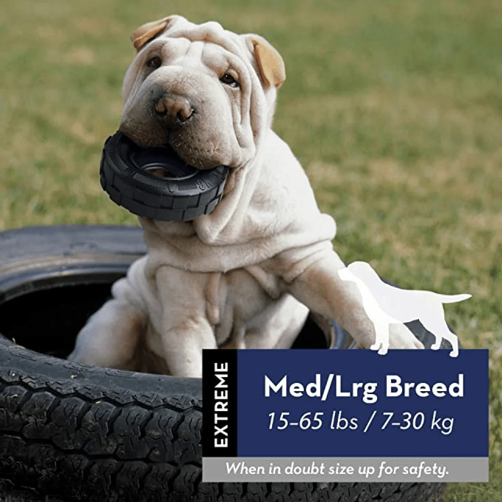 Kong Tire Toy for Dogs (Black) | For Aggressive Chewers - Image 3