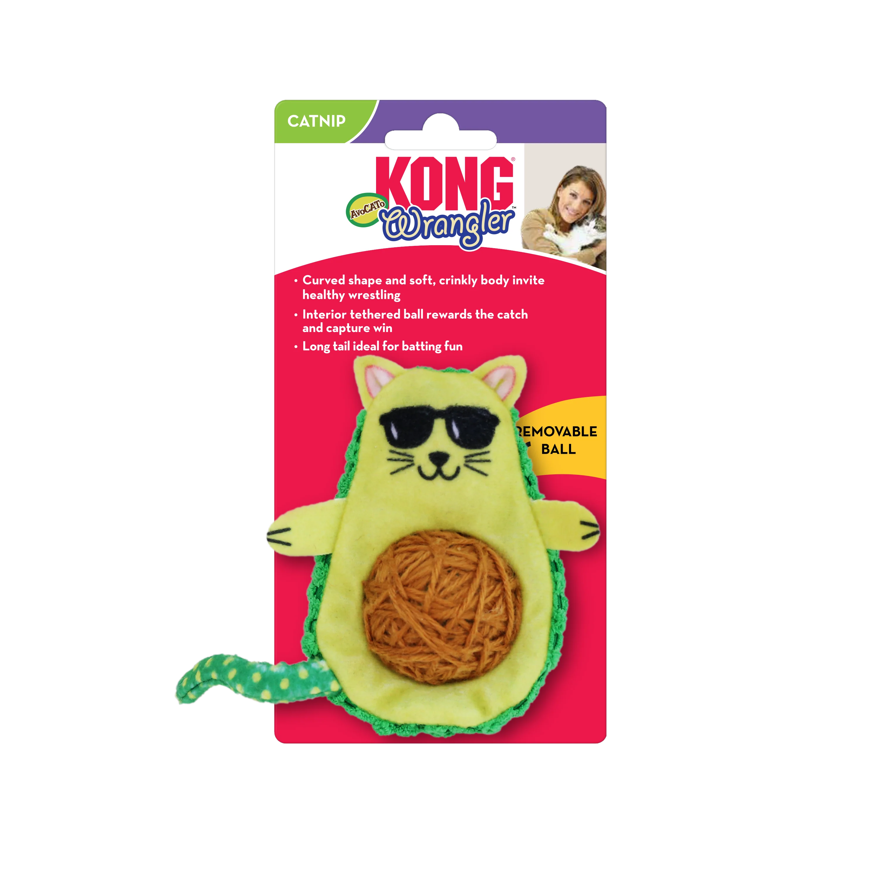 Kong Wrangler Avocato Toy for Cats (Green) - Image 4