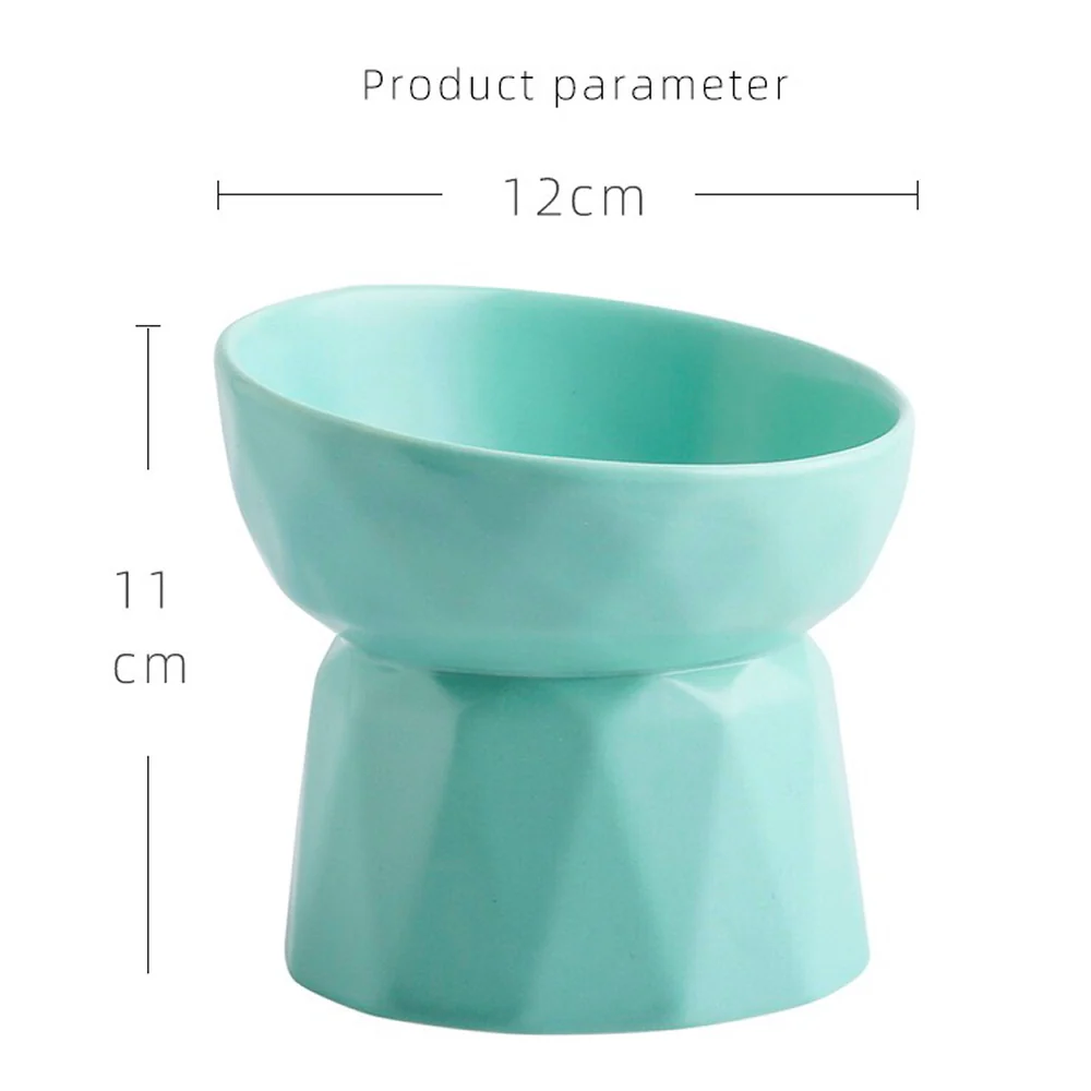 KUTKUT Ceramic Anti Vomiting Elevated Bowl for Cats & Small Dogs (Green) - Image 2