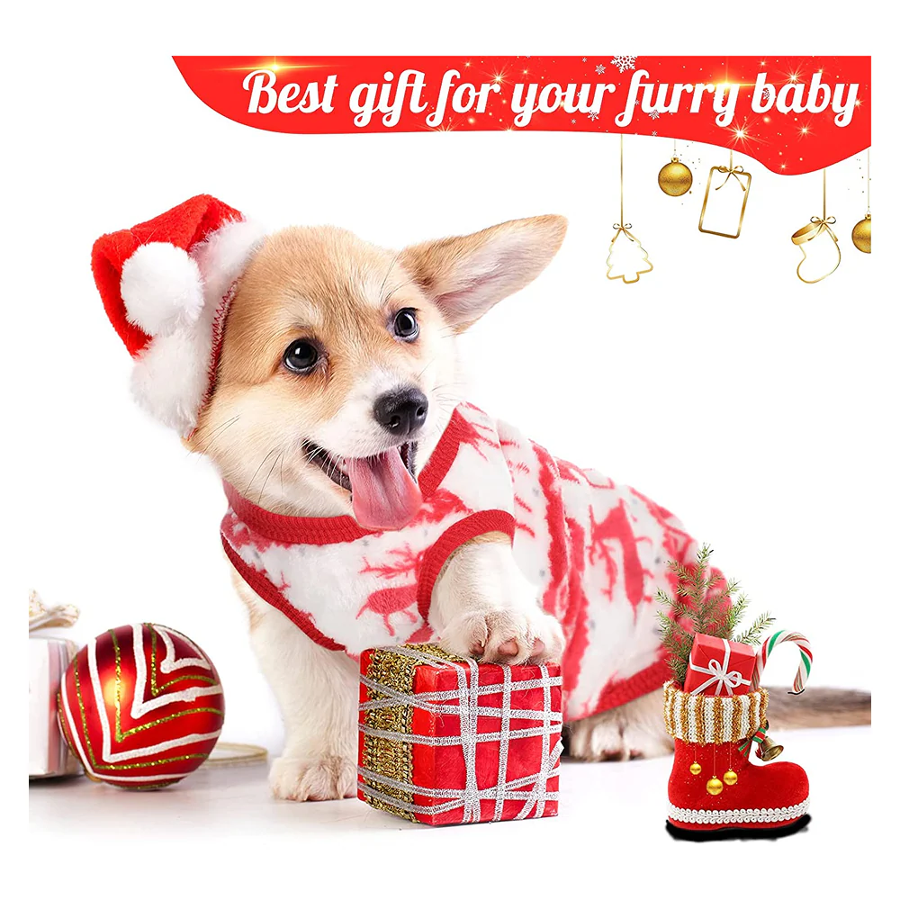 KUTKUT Cute Reindeer Soft Flannel Fleece Shirt for Small Dogs & Cats - Image 3