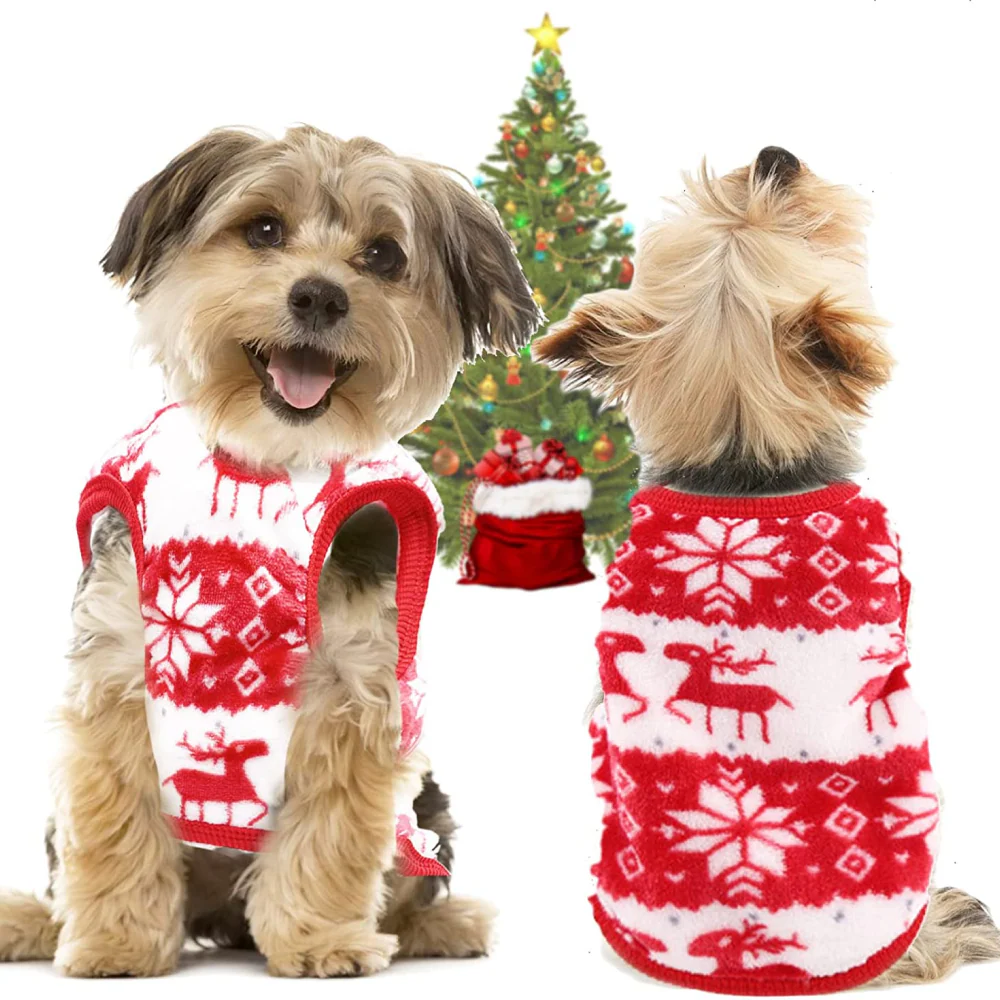 KUTKUT Cute Reindeer Soft Flannel Fleece Shirt for Small Dogs & Cats - Image 5