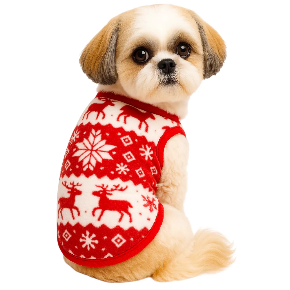 KUTKUT Cute Reindeer Soft Flannel Fleece Shirt for Small Dogs & Cats - Image 7