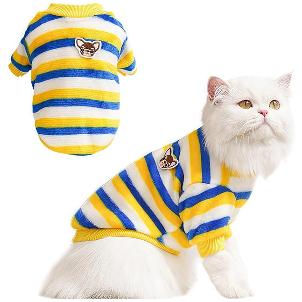 KUTKUT Cute Stripe Pattern Stretchable Shirt for Small Dogs & Cats - Image 6