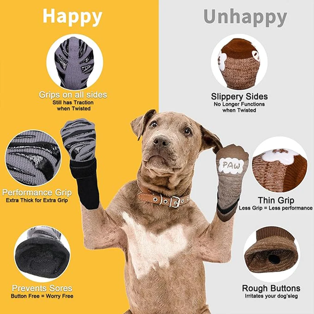 KUTKUT Non Slip Socks for Dogs (Grey) - Image 3