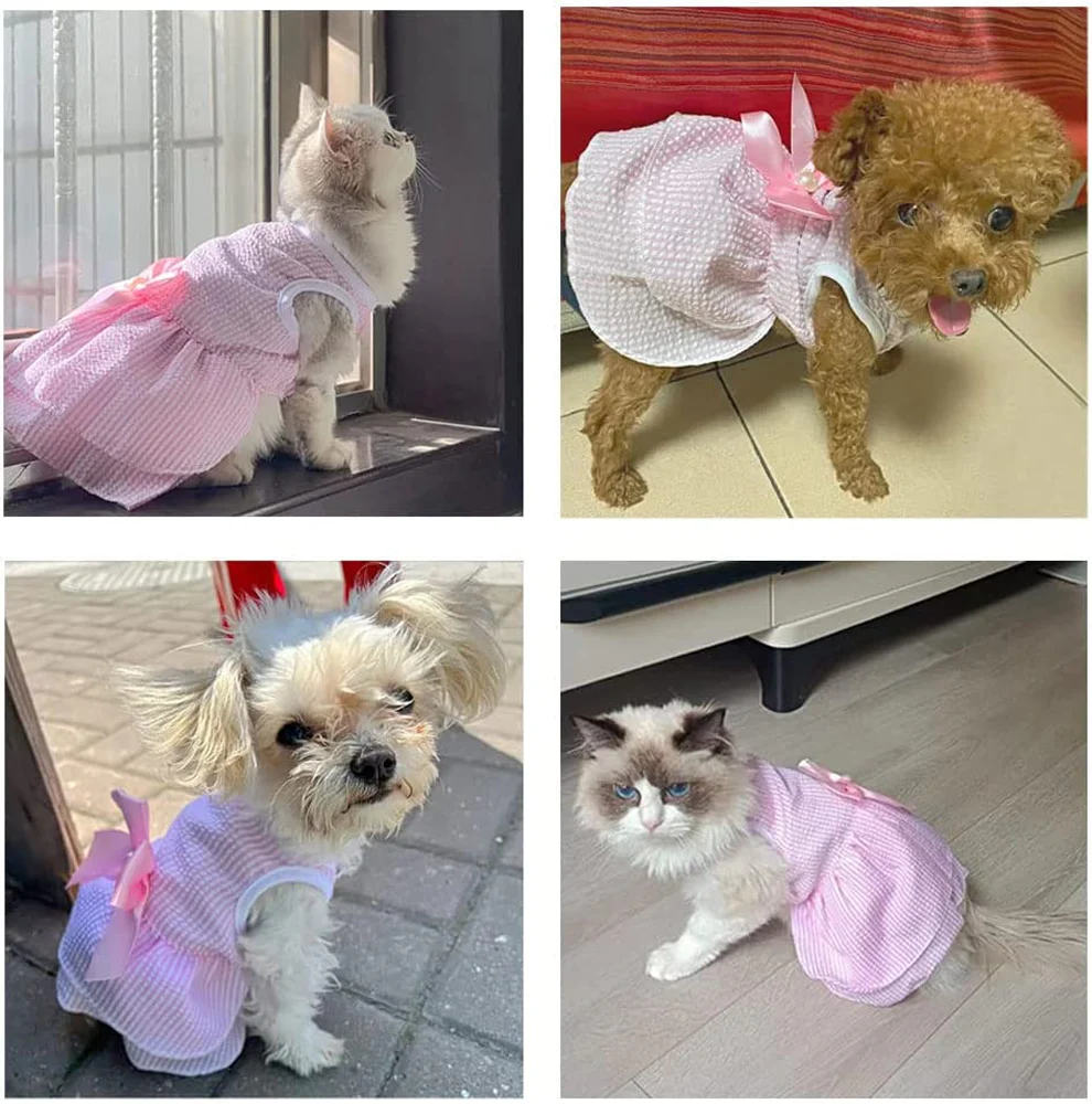 KUTKUT Princess Tutu Striped Dress for Small Breed Dogs & Cats (Pink) - Image 11