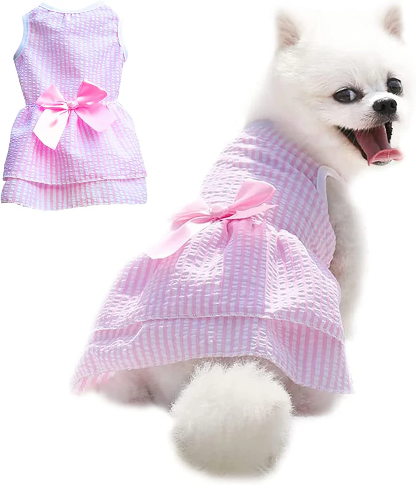 KUTKUT Princess Tutu Striped Dress for Small Breed Dogs & Cats (Pink) - Image 3