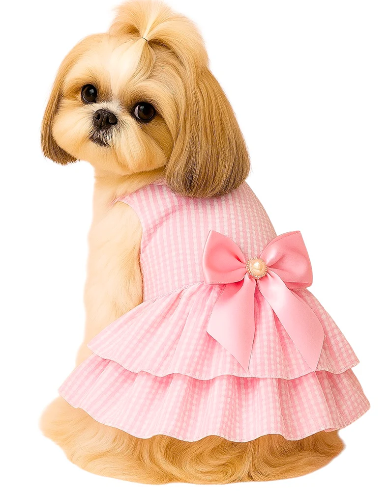KUTKUT Princess Tutu Striped Dress for Small Breed Dogs & Cats (Pink) - Image 4