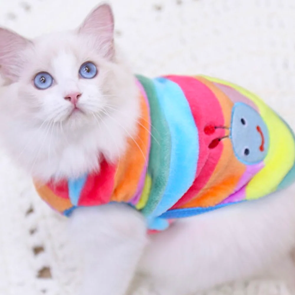 KUTKUT Rainbow Print Fashion Soft Flannel Fleece Shirt for Small Dogs & Cats - Image 3