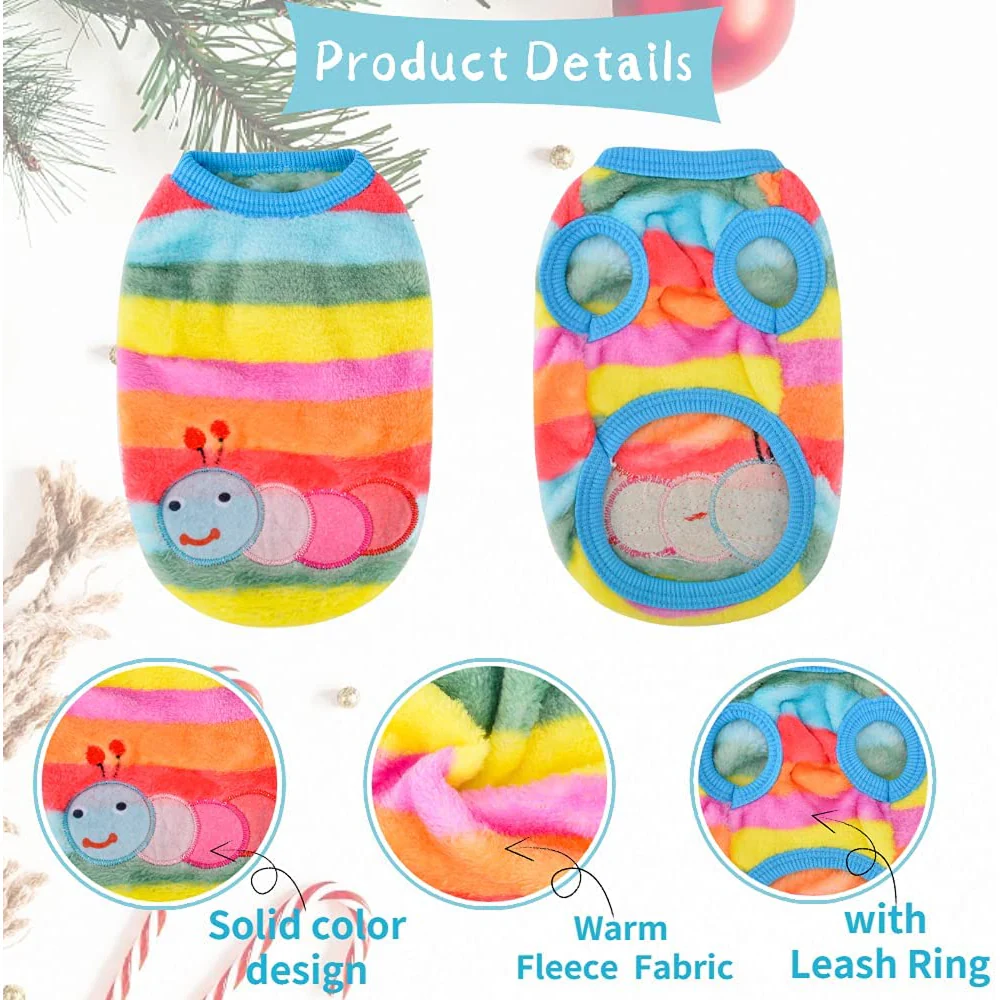 KUTKUT Rainbow Print Fashion Soft Flannel Fleece Shirt for Small Dogs & Cats - Image 5