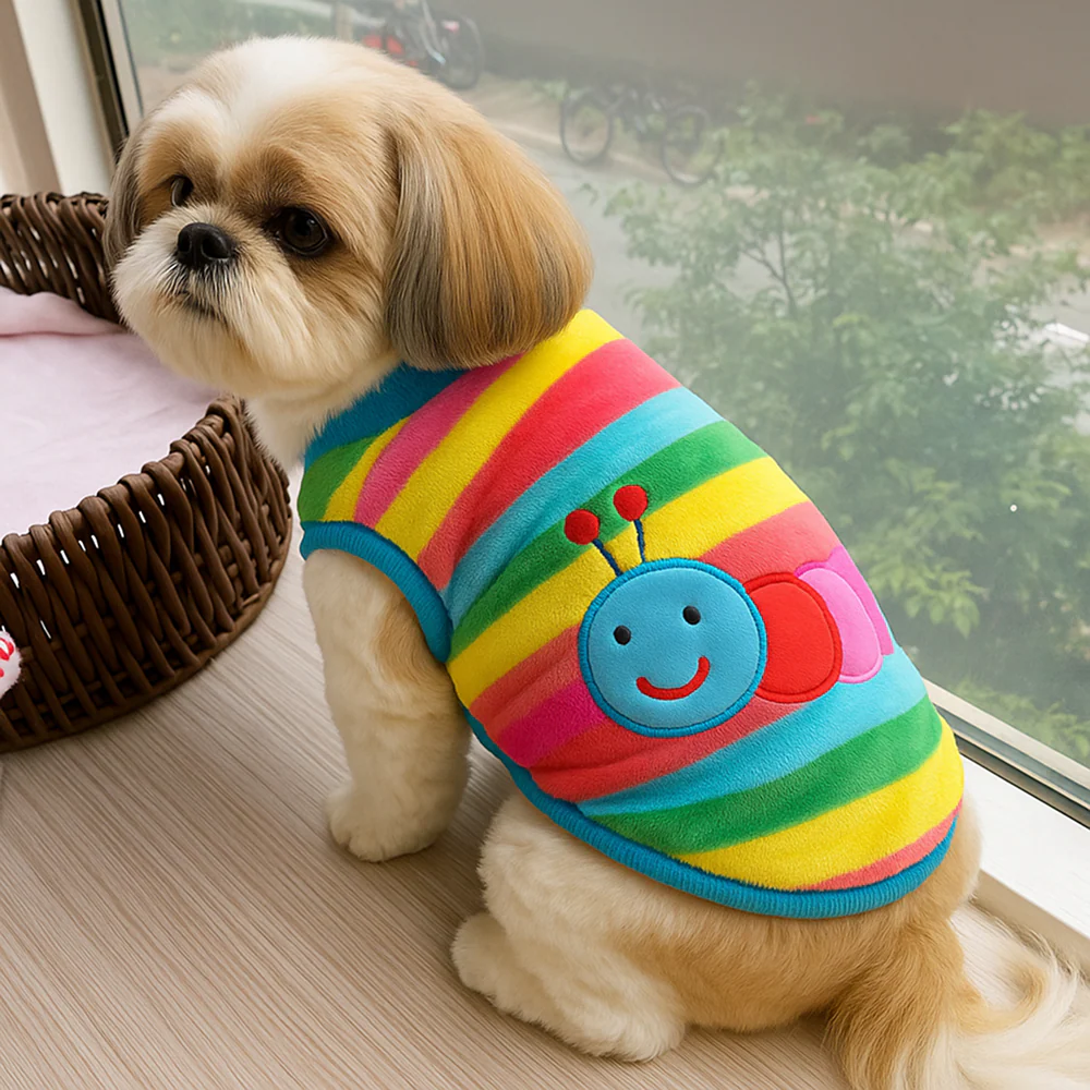 KUTKUT Rainbow Print Fashion Soft Flannel Fleece Shirt for Small Dogs & Cats - Image 8