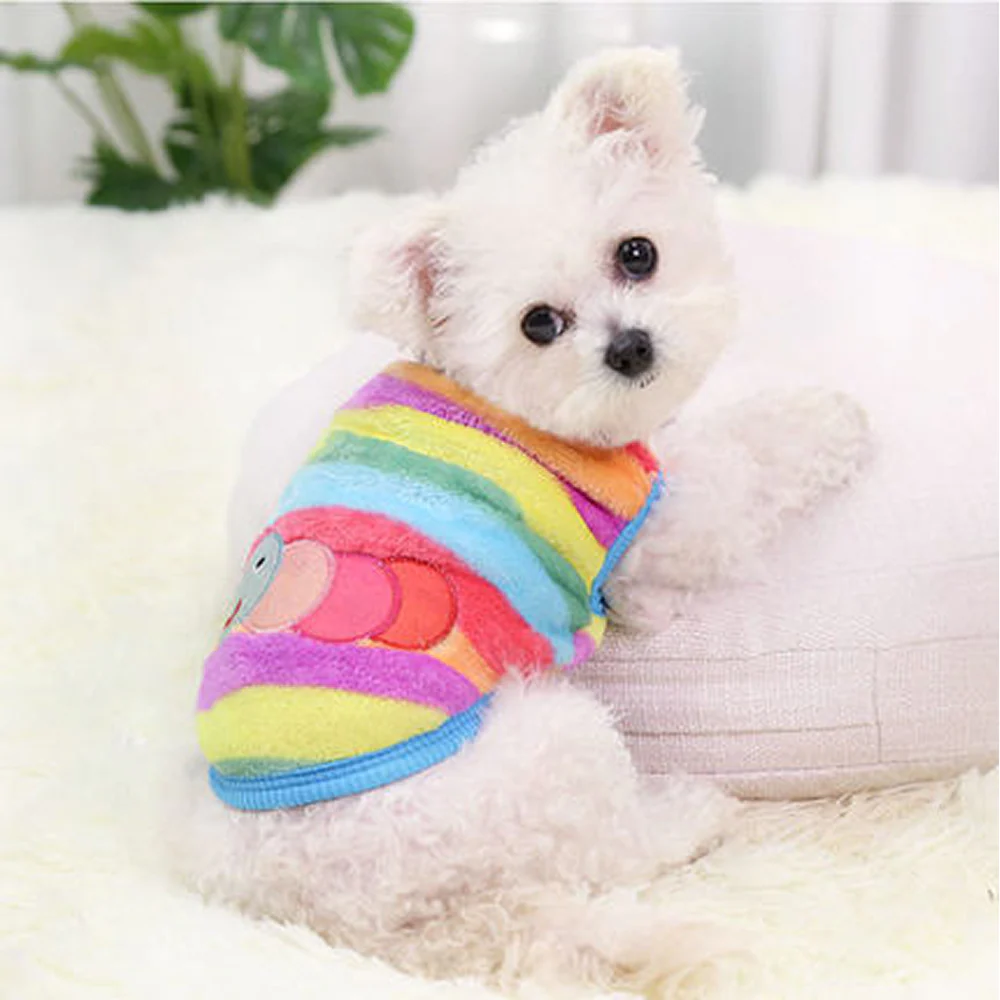 KUTKUT Rainbow Print Fashion Soft Flannel Fleece Shirt for Small Dogs & Cats - Image 9