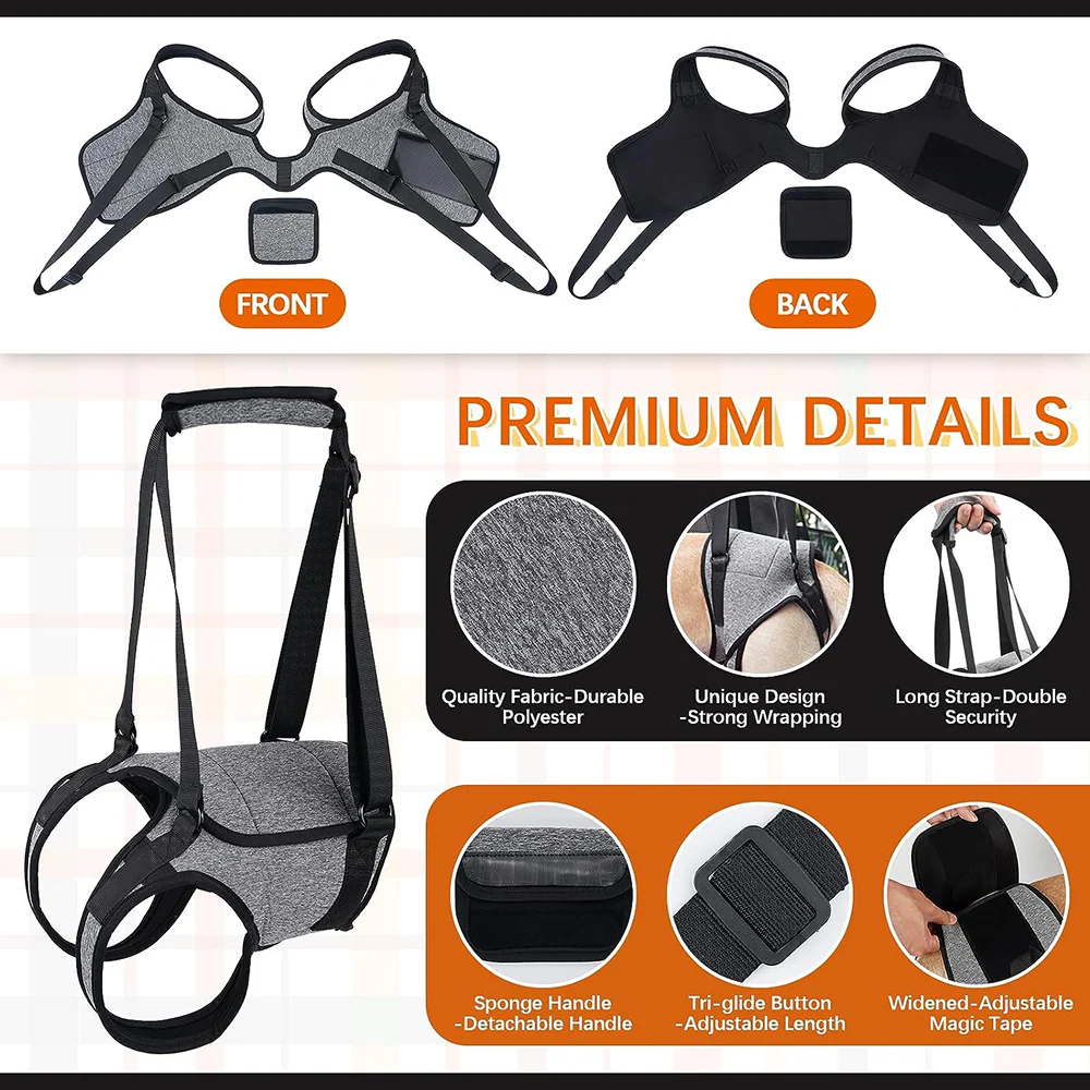 KUTKUT Rehabilitation Sling Hind Limb Support Lift Harness for Dogs (Grey) - Image 4