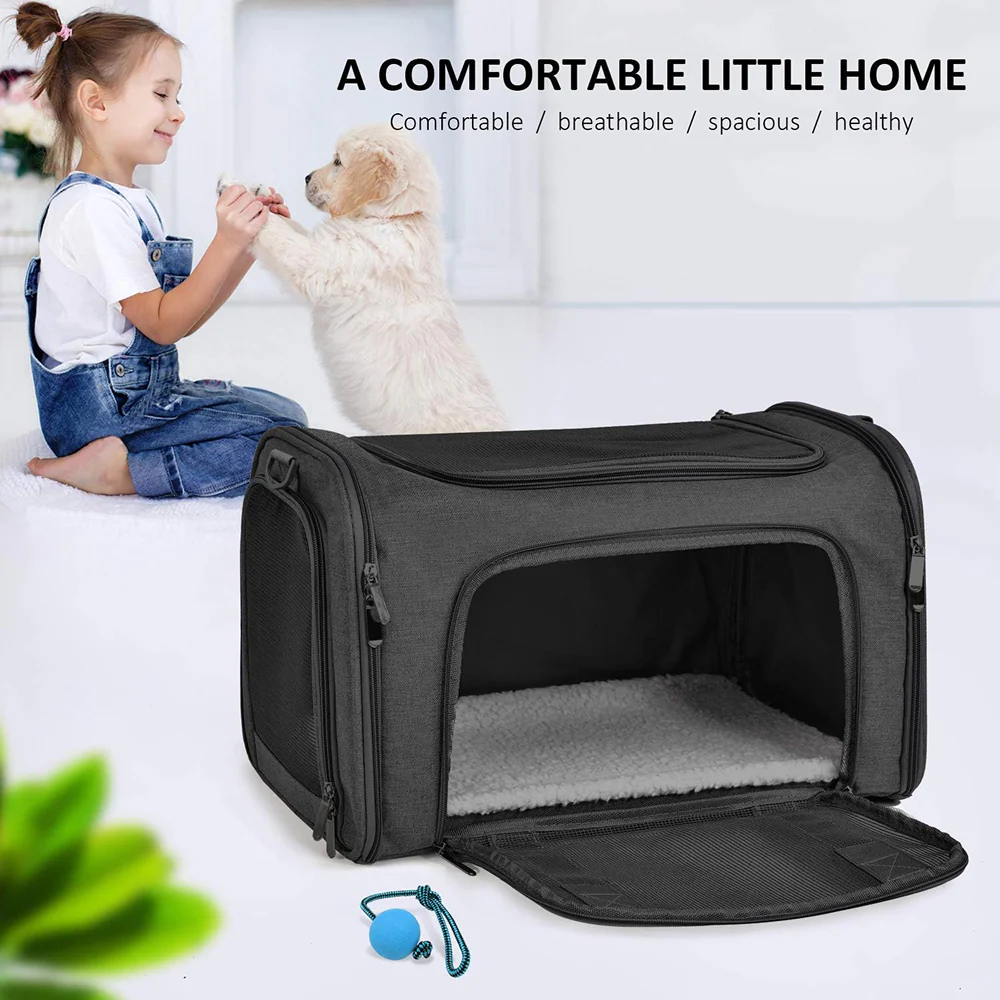 KUTKUT Soft Sided Airline Approved Foldable Travel Carrier for Small Dogs & Cat (Black) - Image 3