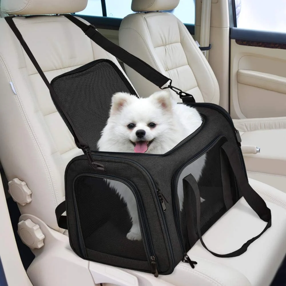 KUTKUT Soft Sided Airline Approved Foldable Travel Carrier for Small Dogs & Cat (Black) - Image 6
