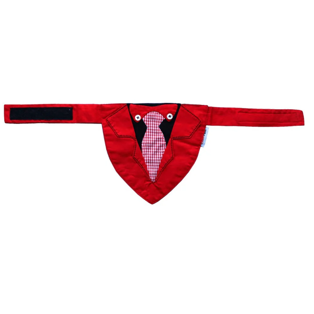 Lana Paws Applique Work Tuxedo Adjustable Bandana for Dogs (Red) - Image 4