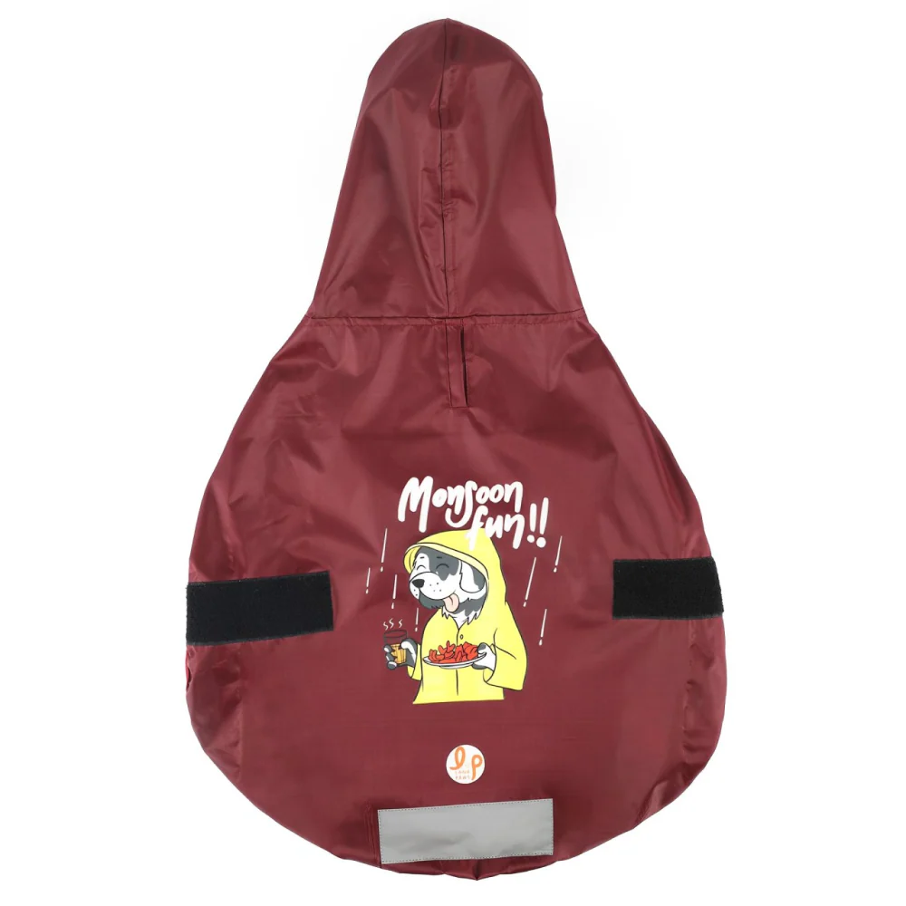 Fun Printed Raincoat for Dogs by Lana Paws (Maroon) - Image 2