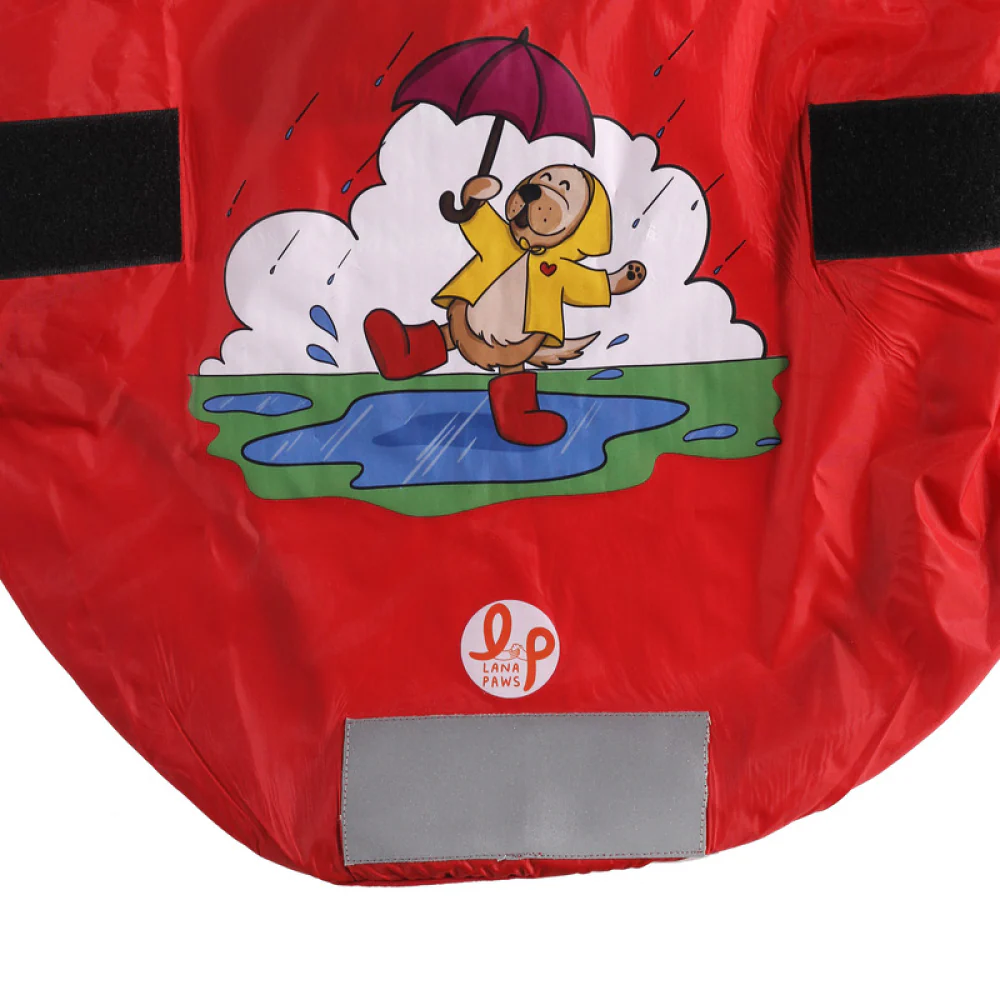 Just Wanna Have Fun Printed Raincoat for Dogs by Lana Paws (Red) - Image 4