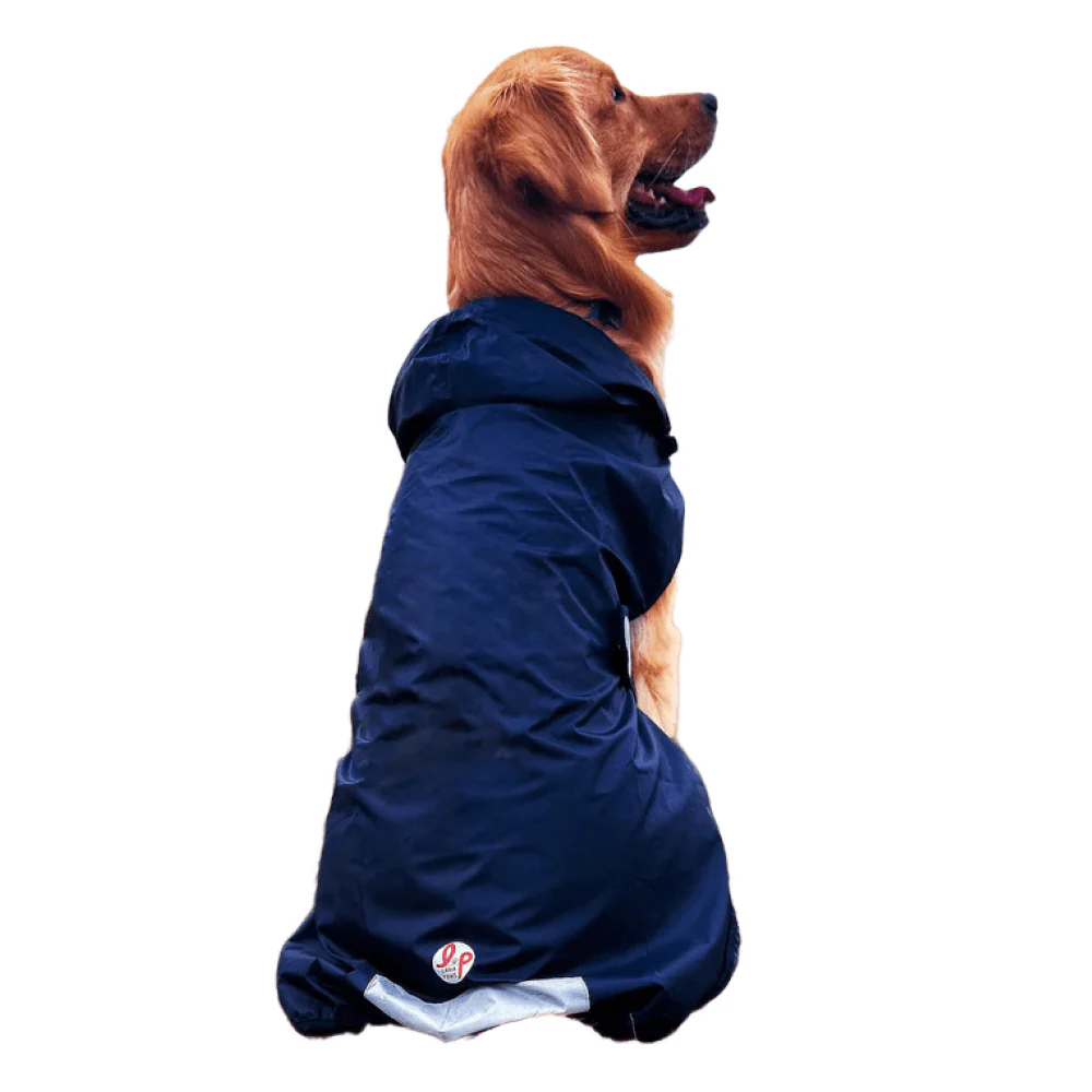 The Drizzle Deflector - Adjustable & Reflective Raincoat for Dogs by Lana Paws  (Navy Blue Solid) - Image 5