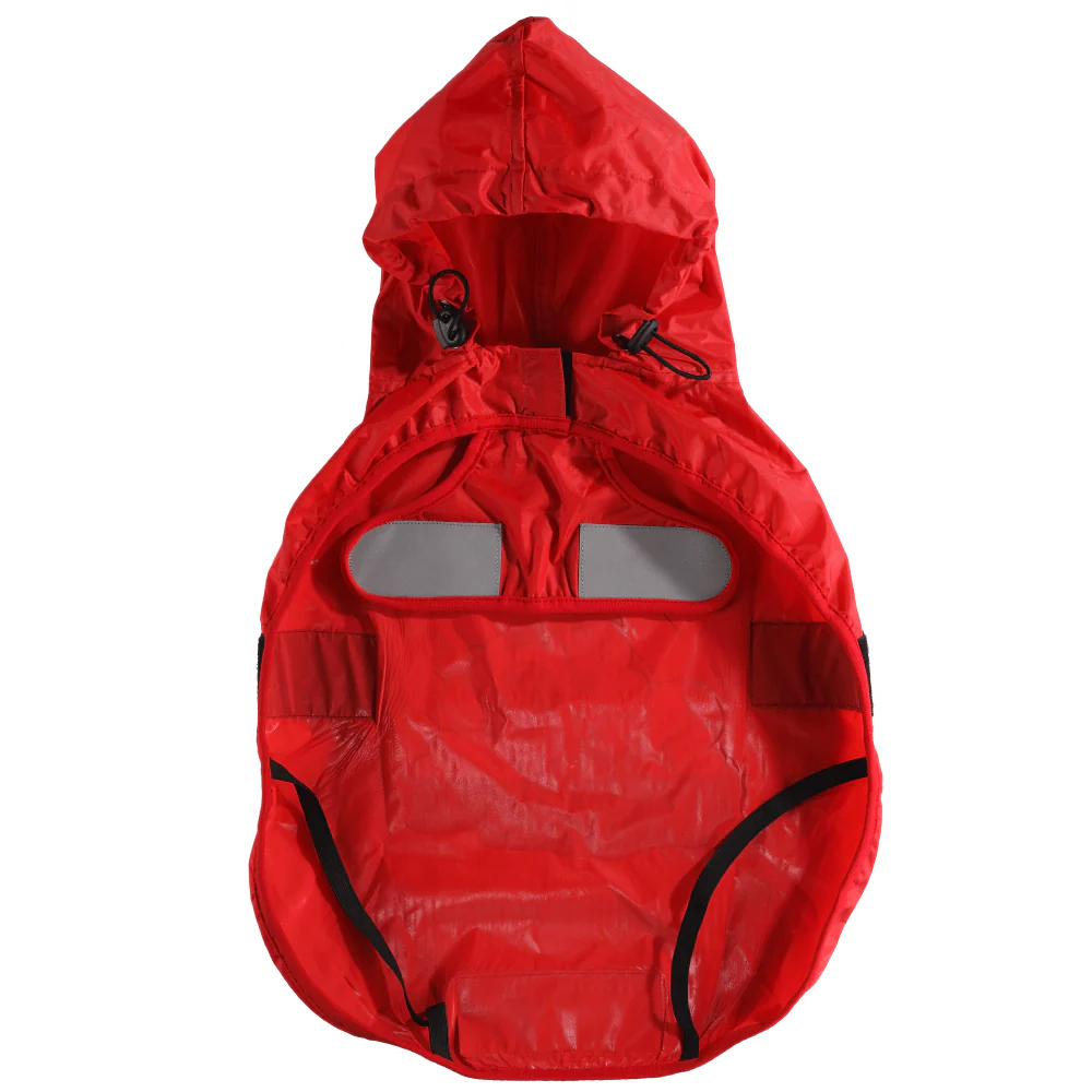 The Drizzle Deflector - Adjustable & Reflective Raincoat for Dogs by Lana Paws (Red Solid) - Image 5