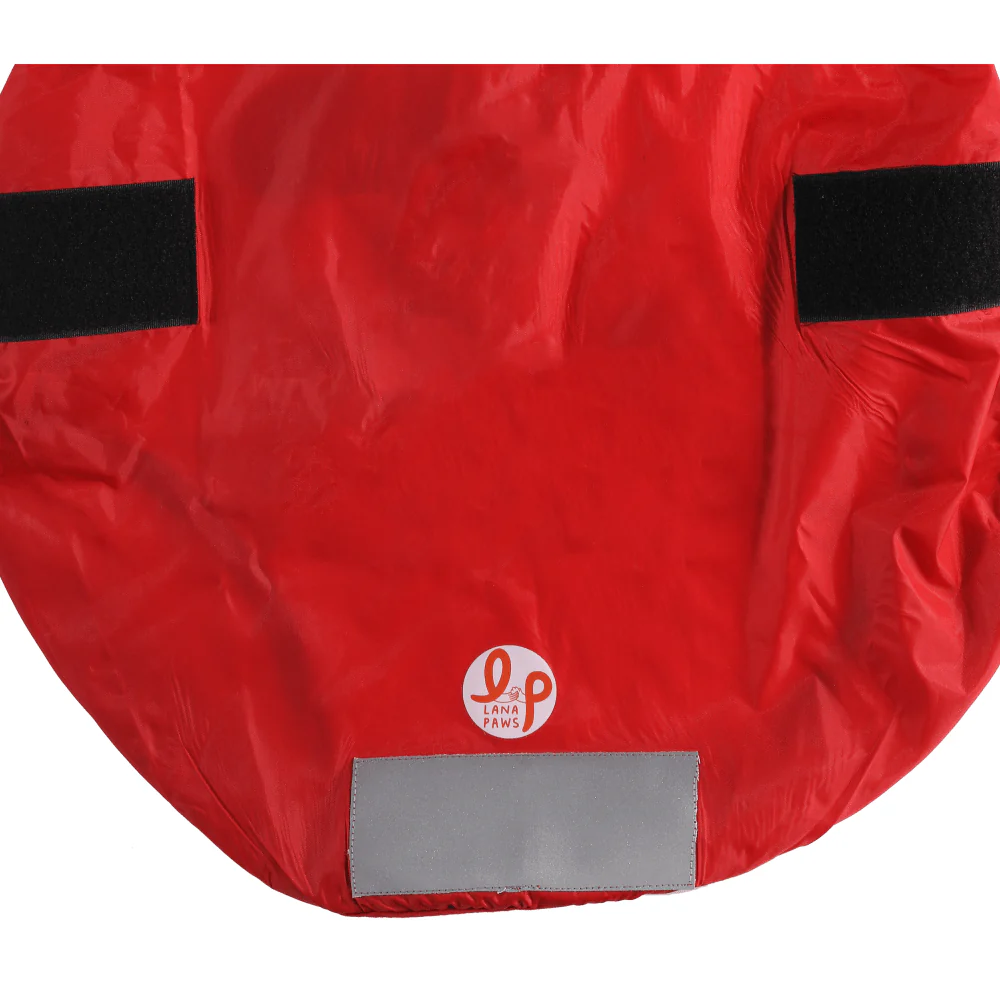 The Drizzle Deflector - Adjustable & Reflective Raincoat for Dogs by Lana Paws (Red Solid) - Image 6