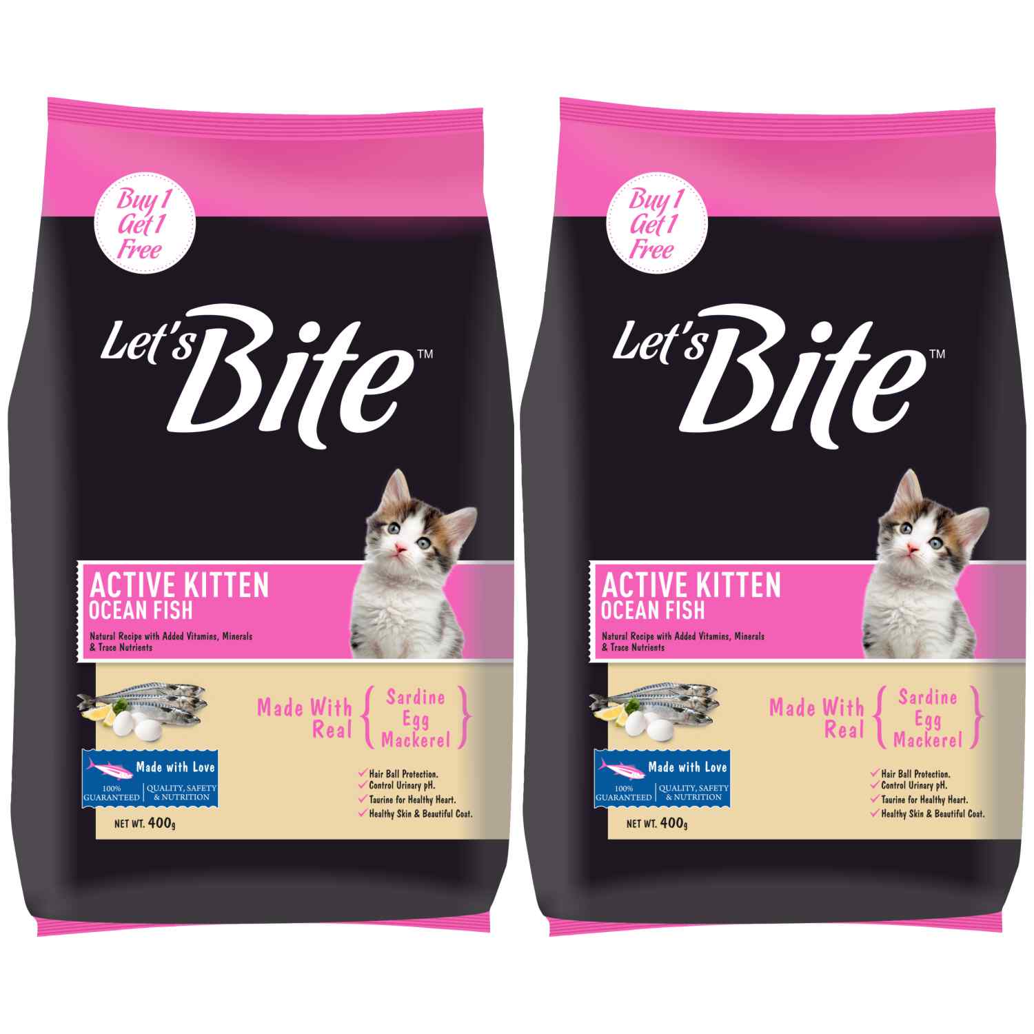 Let's Bite Active Kitten Ocean Fish Cat Dry Food (Buy 1 Get 1 Free) - Image 3