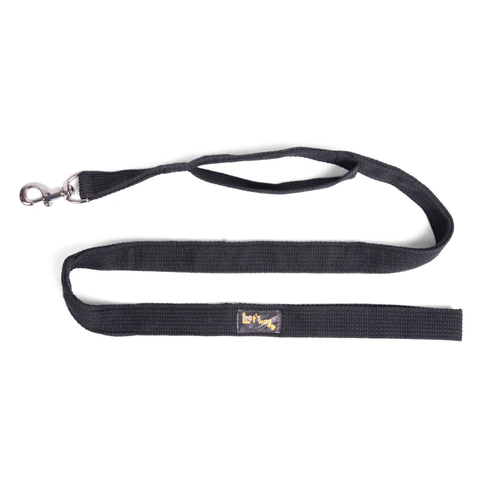 Let's Wag Double Handle Fabric Leash for Dogs (Black) - Image 3