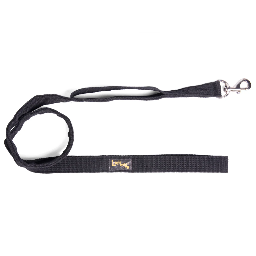 Let's Wag Double Handle Fabric Leash for Dogs (Black) - Image 4