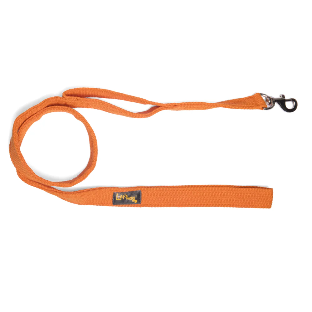 Let's Wag Double Handle Fabric Leash for Dogs (Orange) - Image 3