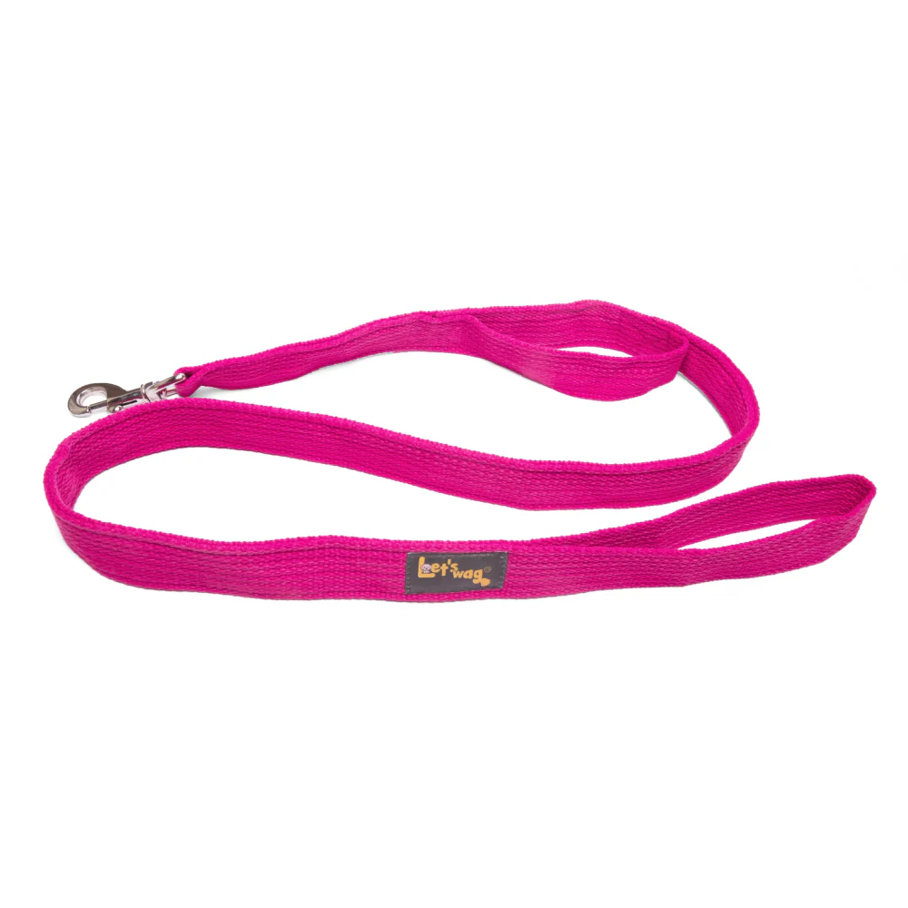 Let's Wag Double Handle Fabric Leash for Dogs (Pink) - Image 3