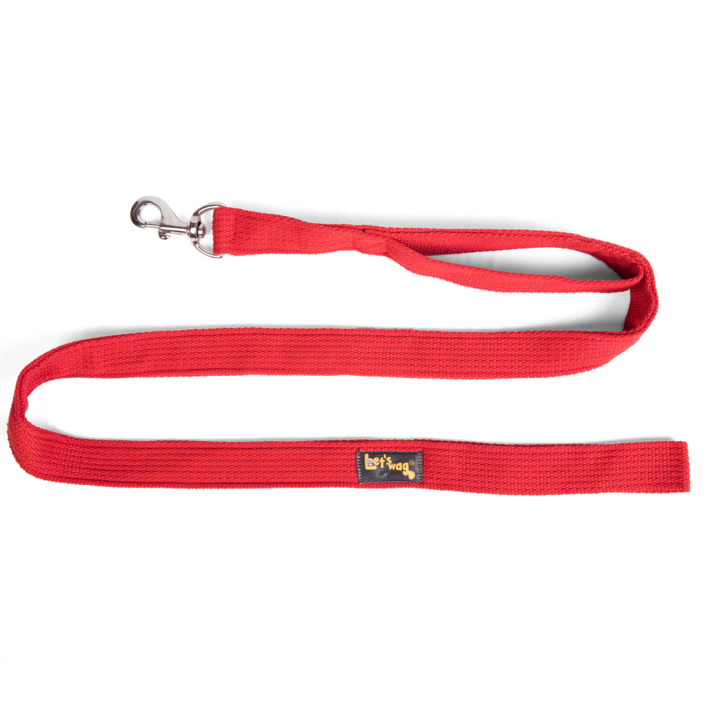 Let's Wag Double Handle Fabric Leash for Dogs (Red) - Image 3