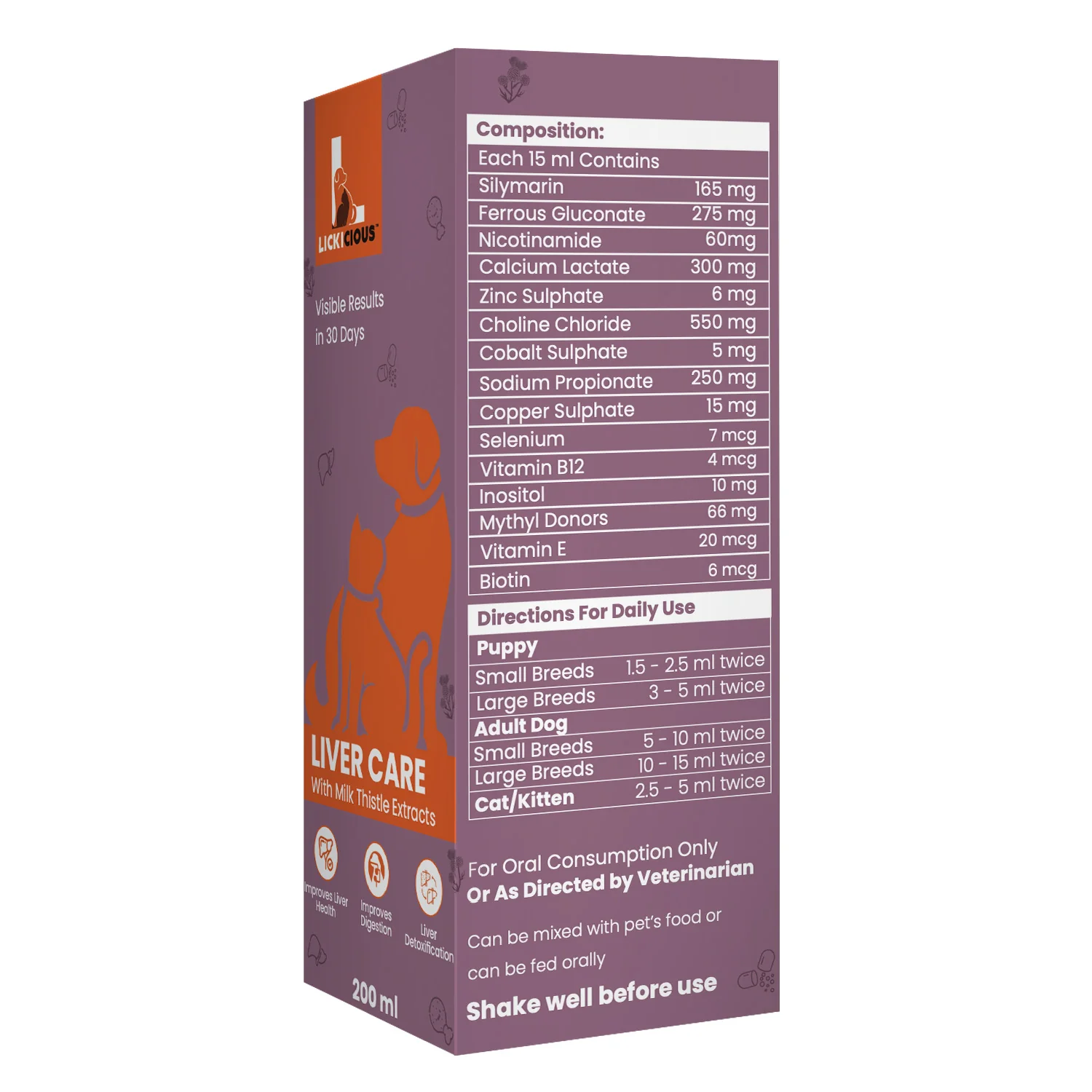 Lickicious Chicken Flavour Liver Care Syrup for Liver Support & Liver Detox for Dogs & Cats - Image 5