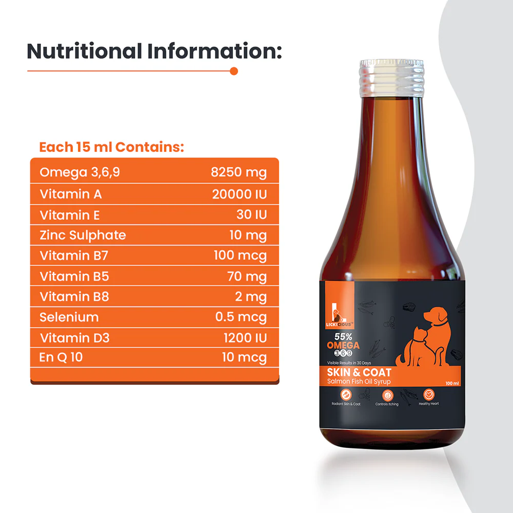 Lickicious Skin & Coat Syrup with Salmon Oil Omega 3 6 9 for Dogs & Cats - Image 4